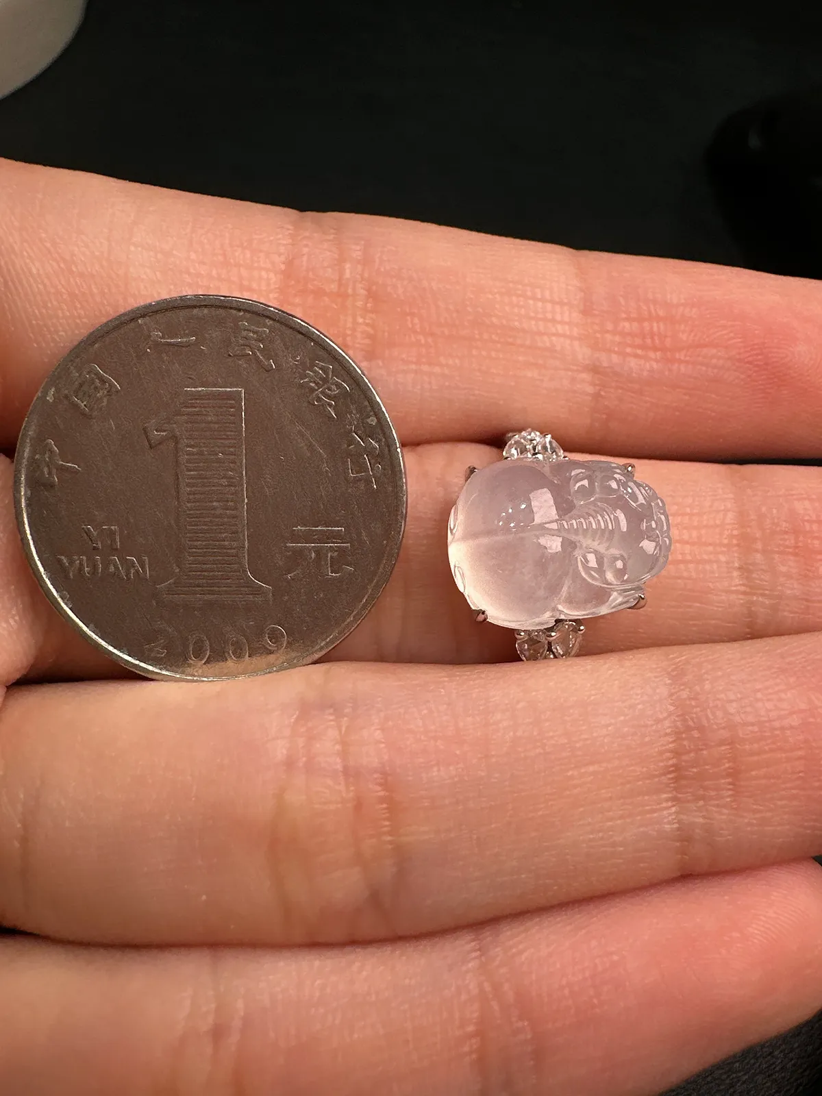 天然缅甸a货翡翠18k金镶嵌
白冰貔貅戒指h152