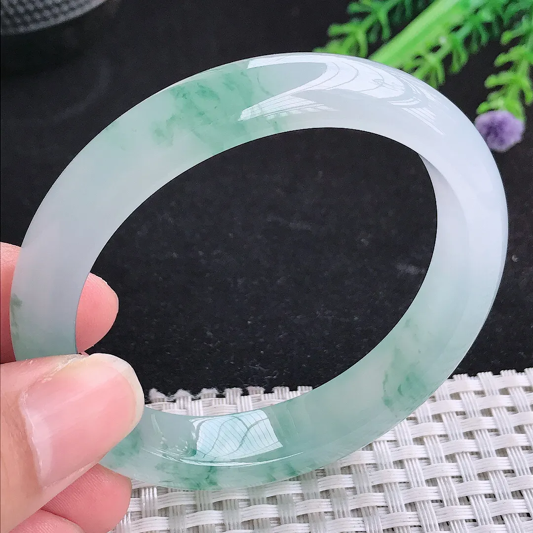 自然光56.5/50.6/12.6/8.5老坑冰种果冻胶冰飘花贵妃手镯玉镯平安镯美人镯