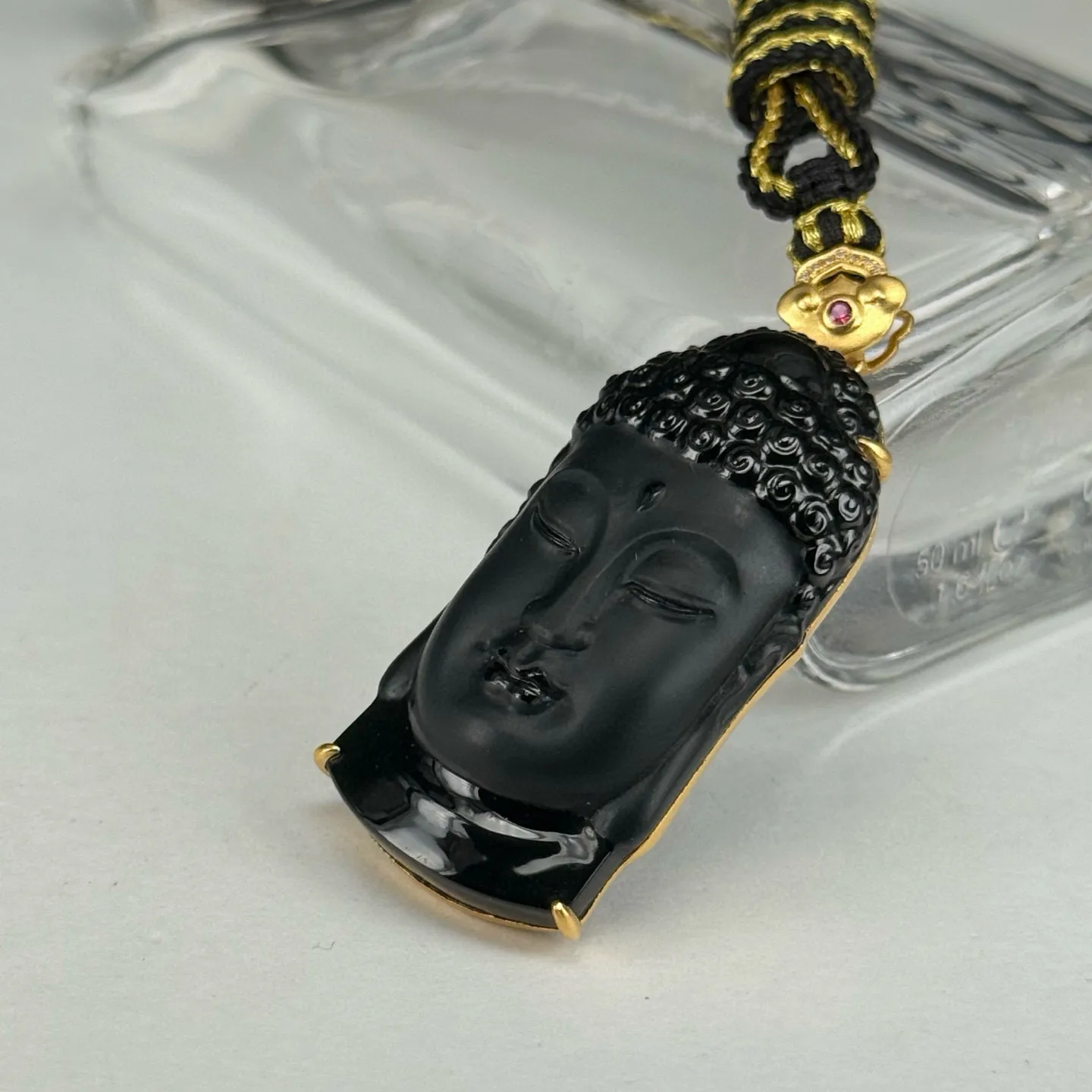 精品18k墨翠佛头 种好色正 黑度极好 打灯通透 油性十足