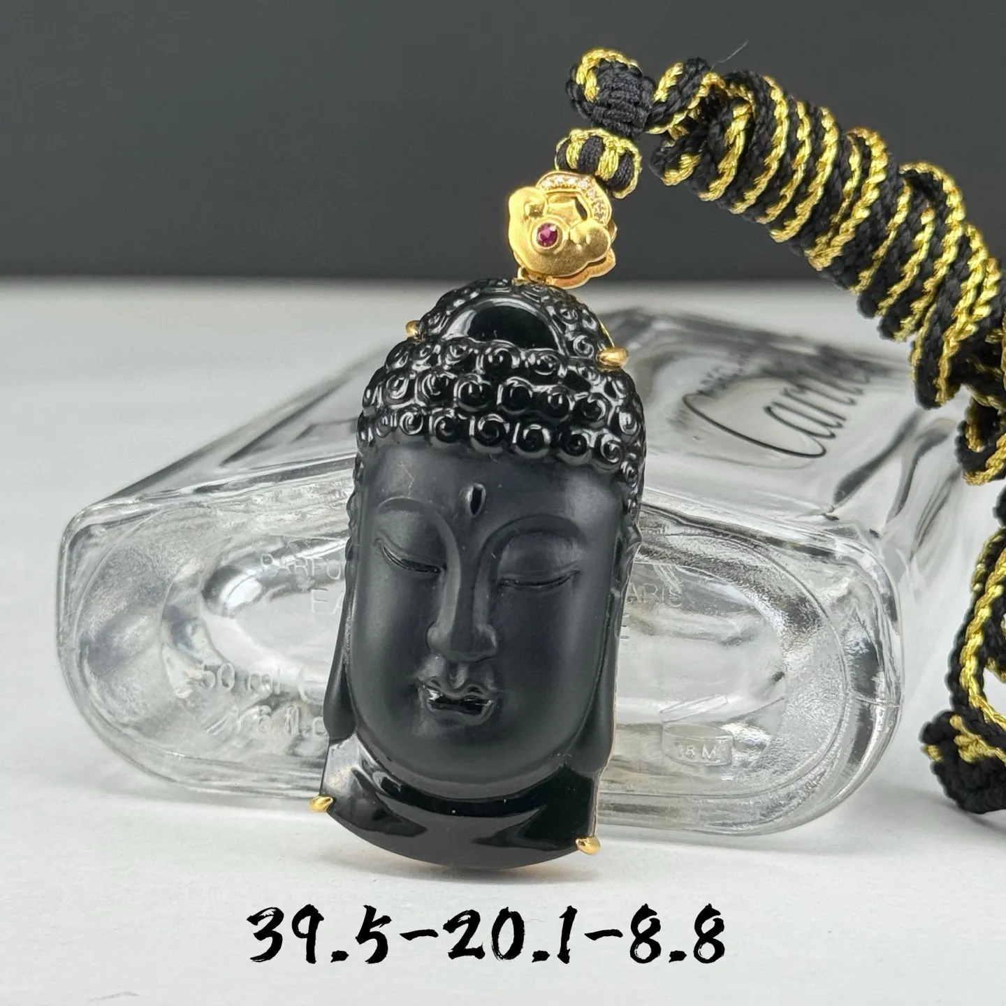 精品18k墨翠佛头 种好色正 黑度极好 打灯通透 油性十足