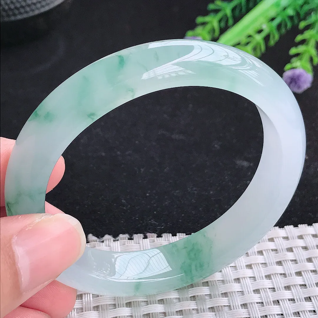 自然光56.5/50.6/12.6/8.5老坑冰种果冻胶冰飘花贵妃手镯玉镯平安镯美人镯