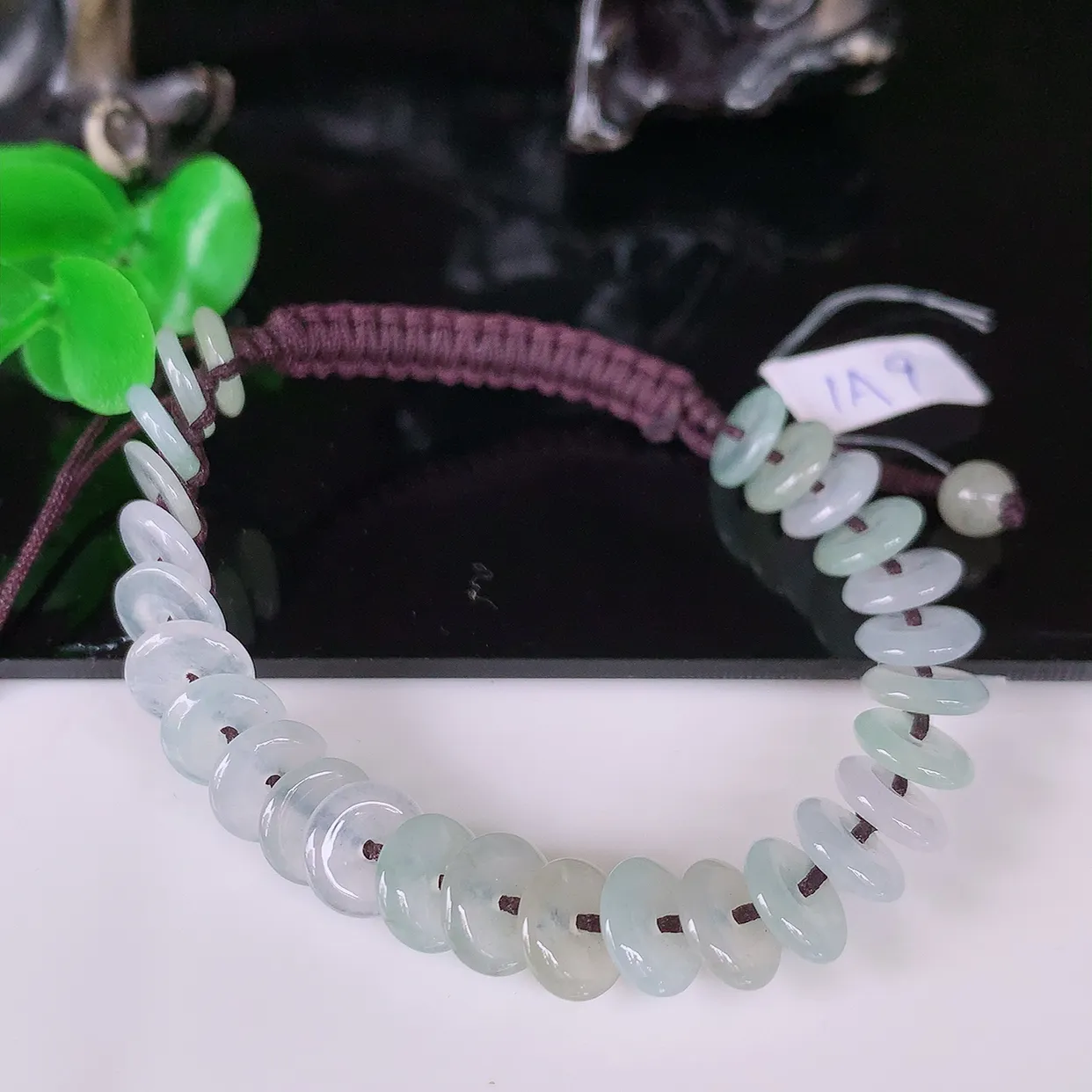 自然光实拍，冰种翡翠平安扣手链手串，水润秀气，料子细腻，清爽，高档大气，自戴送礼佳品！#49.12取一尺寸7.5*mm