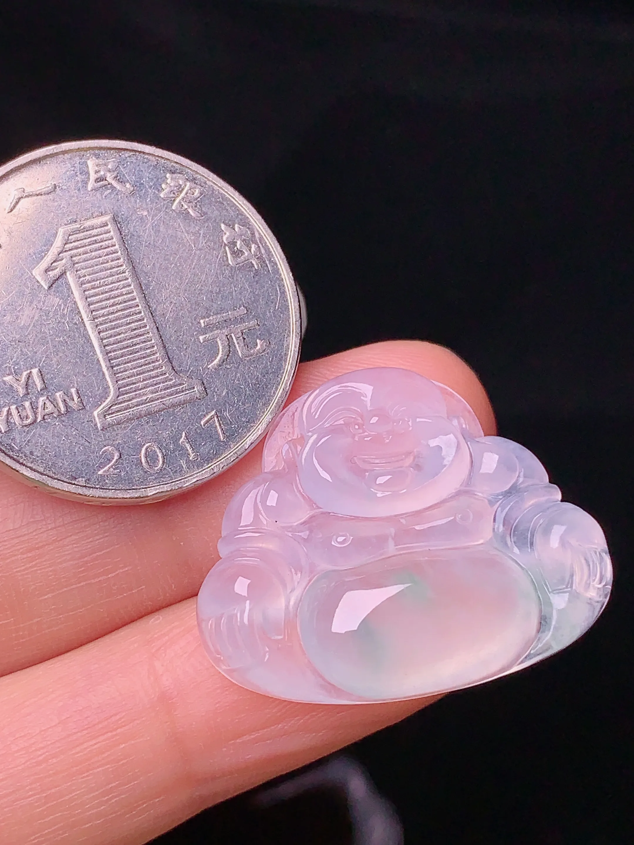 飘绿佛公吊坠 玉质细腻 水润亮眼 整体尺寸27*27*5.8
