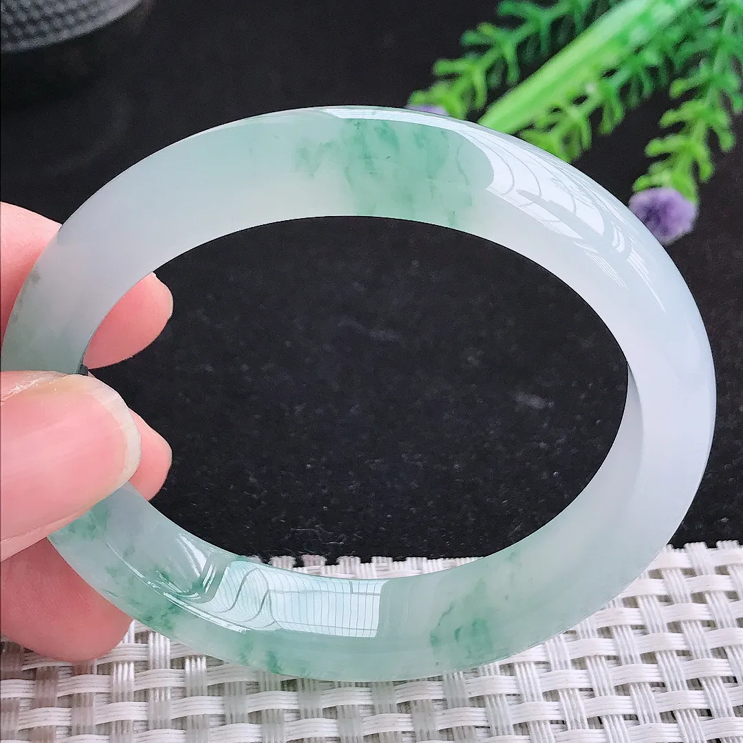 自然光56.5/50.6/12.6/8.5老坑冰种果冻胶冰飘花贵妃手镯玉镯平安镯美人镯
