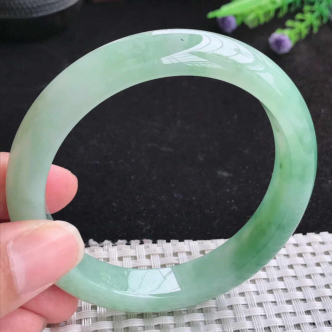 自然光60/12.6/8.8老坑冰胶水灵冰晴满绿大圈口手镯玉镯平安镯美人镯