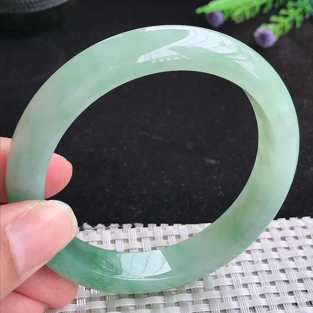 自然光60/12.6/8.8老坑冰胶水灵冰晴满绿大圈口手镯玉镯平安镯美人镯