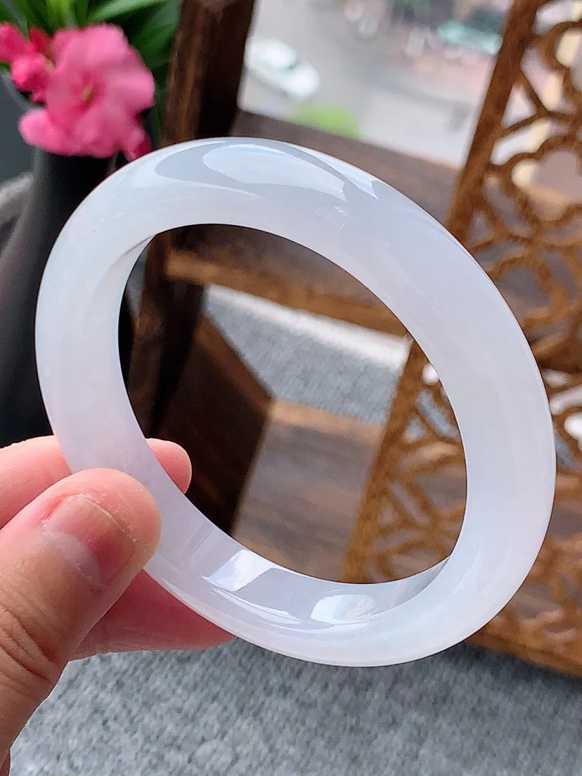 a货翡翠老坑白月光正装正圈手镯55-56圈口 尺寸55.8×11.2×8.5mm 重量55.44g 0702