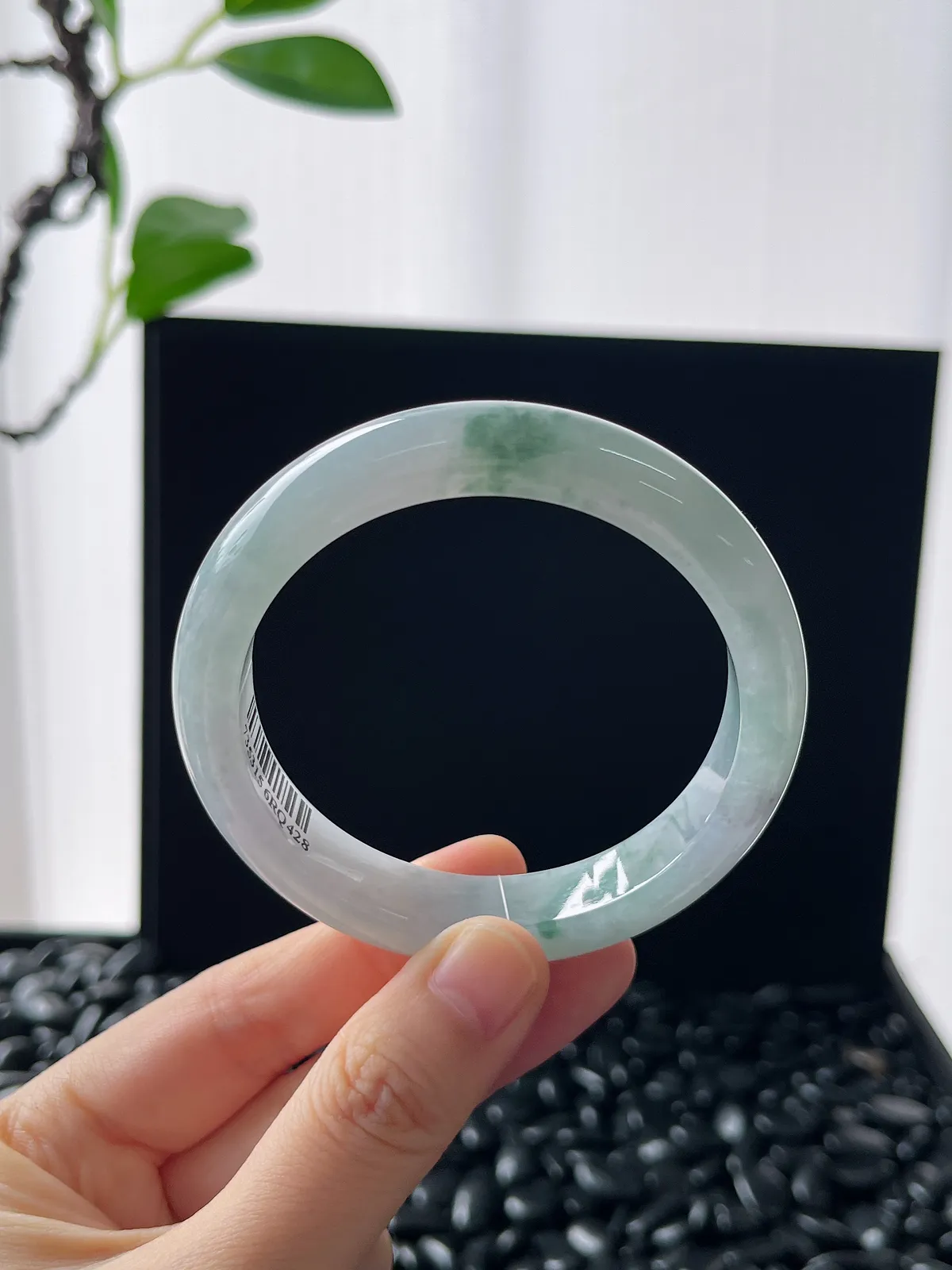 正圈55圈口，翡翠糯化种飘花手镯
