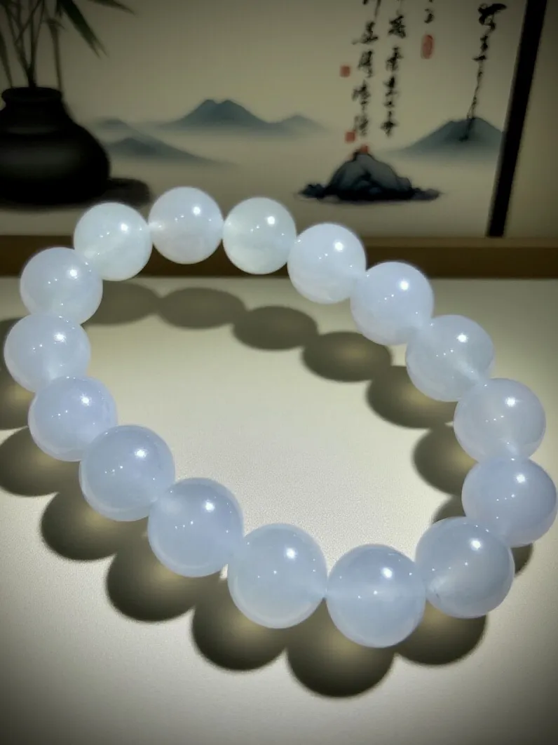 白冰珠子手串，直径约12.5～13mm，16粒，