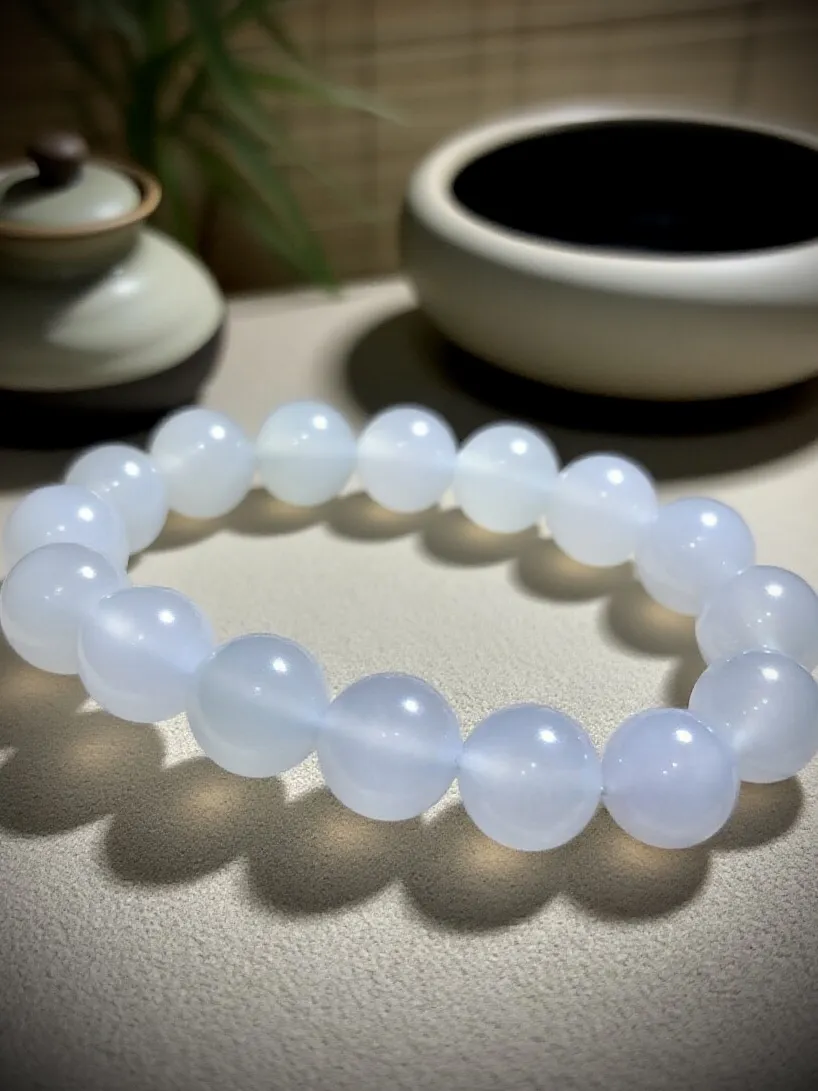 白冰珠子手串，直径约12.5～13mm，16粒，