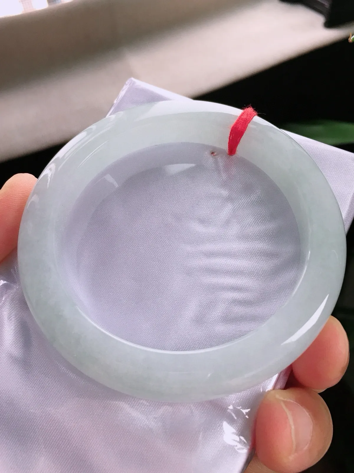 圈口60，正圈手镯，大圈口，白冰，玉质水润，尺寸60-11.1-9.3mm