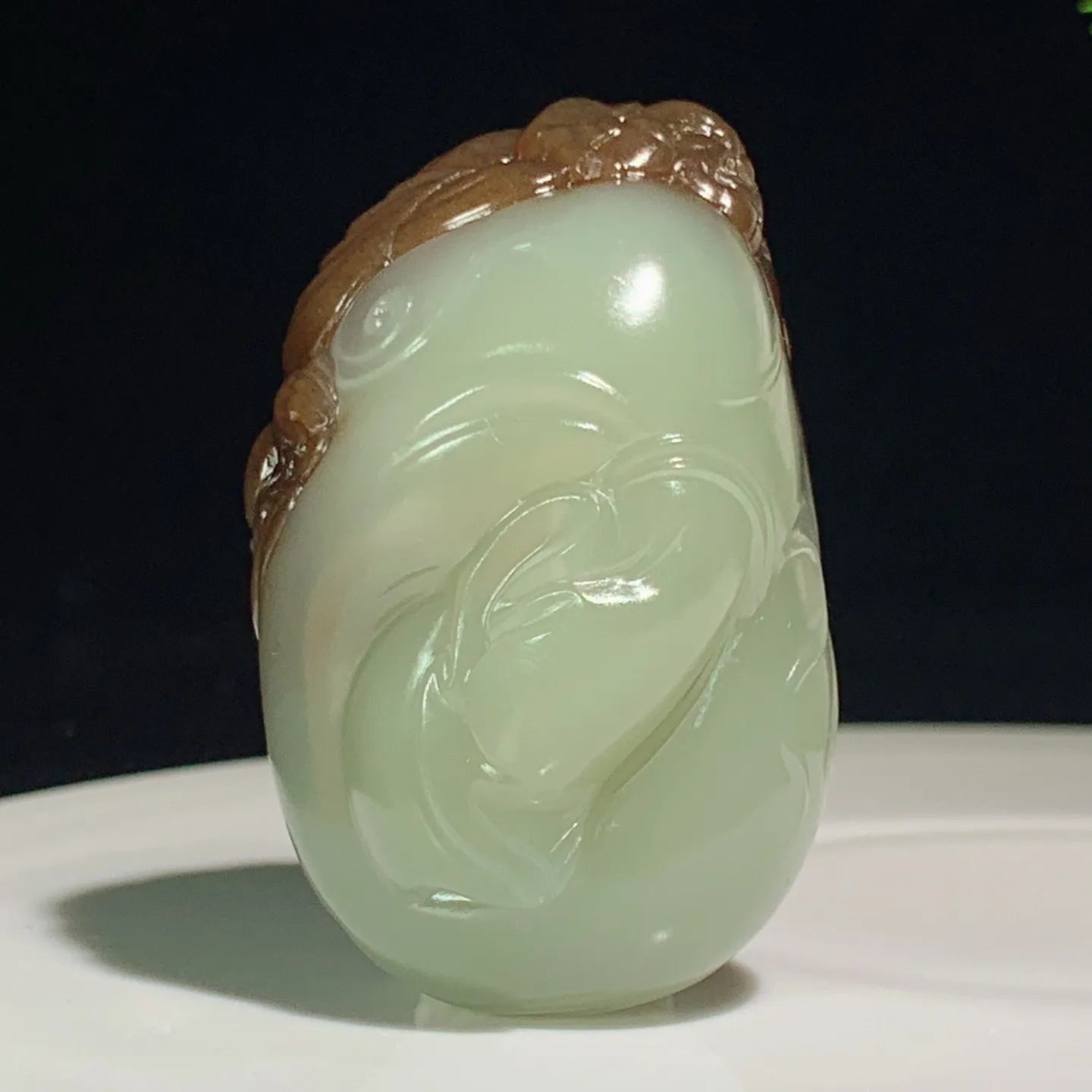 新疆且末糖老红糖钟馗纳福挂件 尺寸57/35/29重89克，玉质细腻油润 底色纯净 脂粉好，品质好！lt2507012
