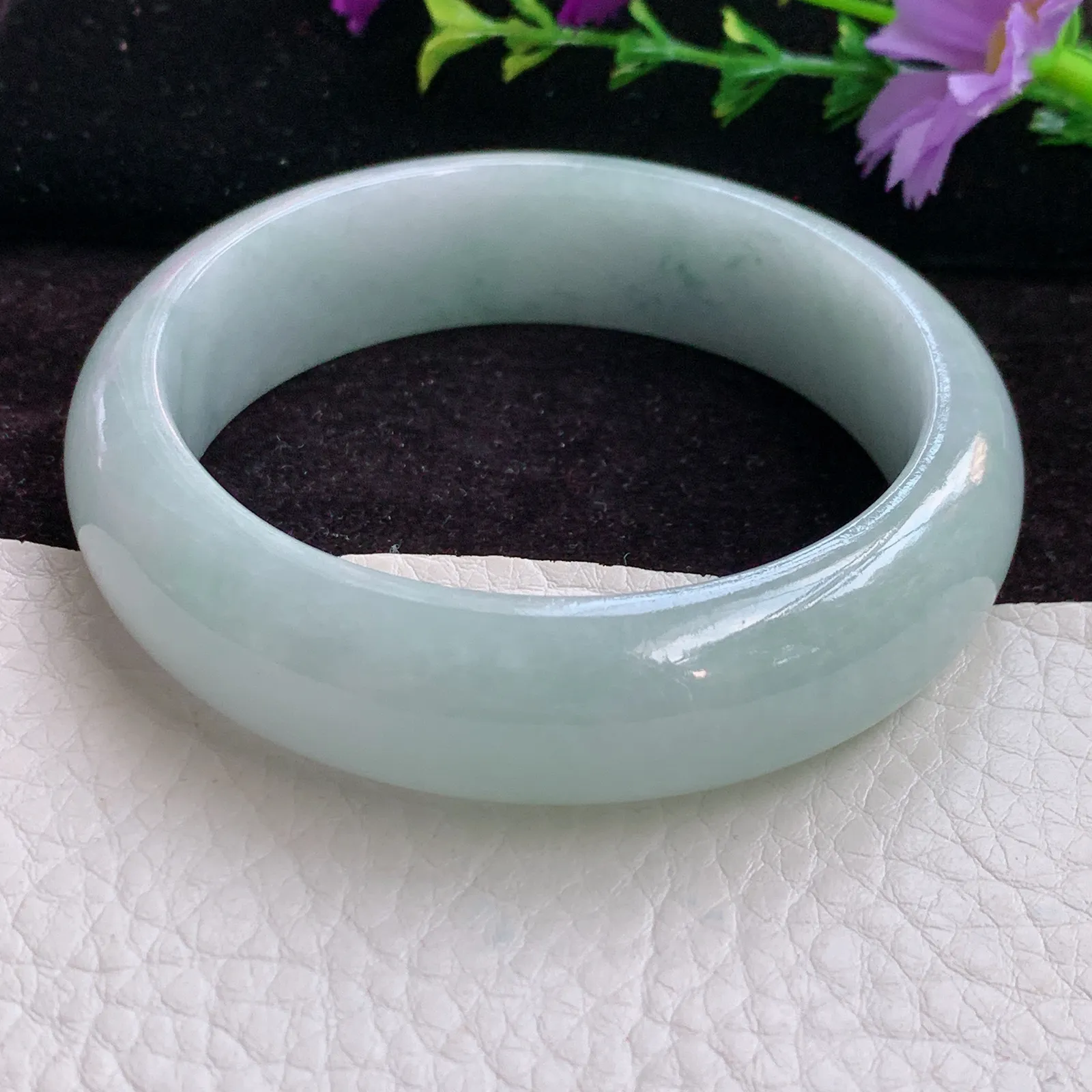 js实拍57*16.5*8.6轮胎镯 老坑精美胶感大气宽边翡翠玉手镯 玉手环