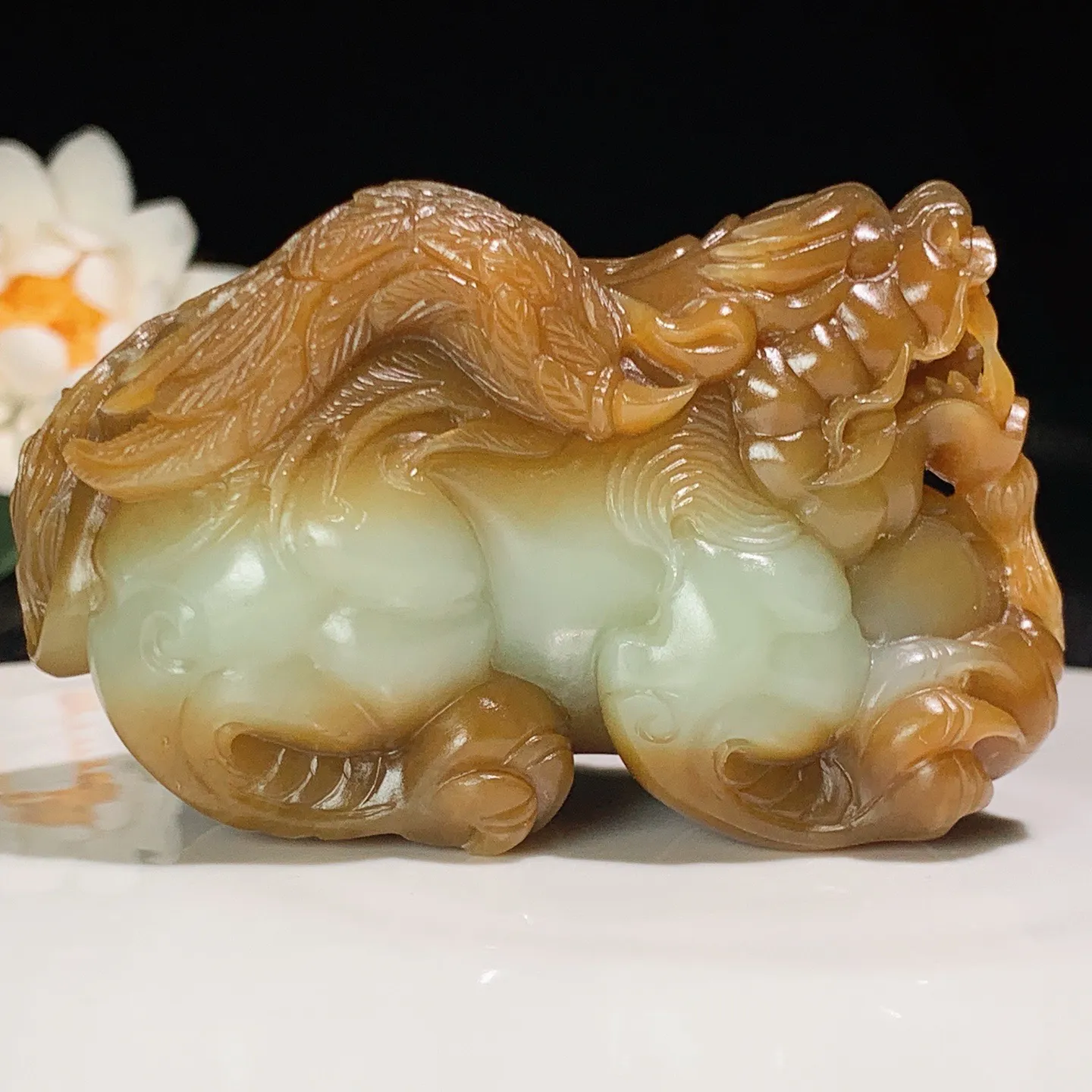 新疆且末糖老红糖招财进宝飞天貔貅把件 尺寸76/39/47重207克 玉质细腻油润 底色纯净 脂粉好，品质好！lt2507015