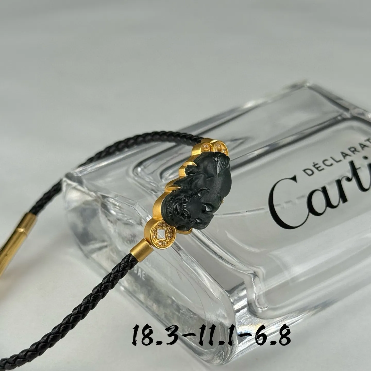 精品18k墨翠貔貅手环 种好色正 黑度极好 打灯通透 油性十足 尺寸18.3