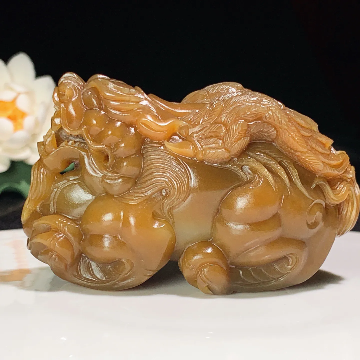 新疆且末糖老红糖招财进宝飞天貔貅把件 尺寸76/39/47重207克 玉质细腻油润 底色纯净 脂粉好，品质好！lt2507015