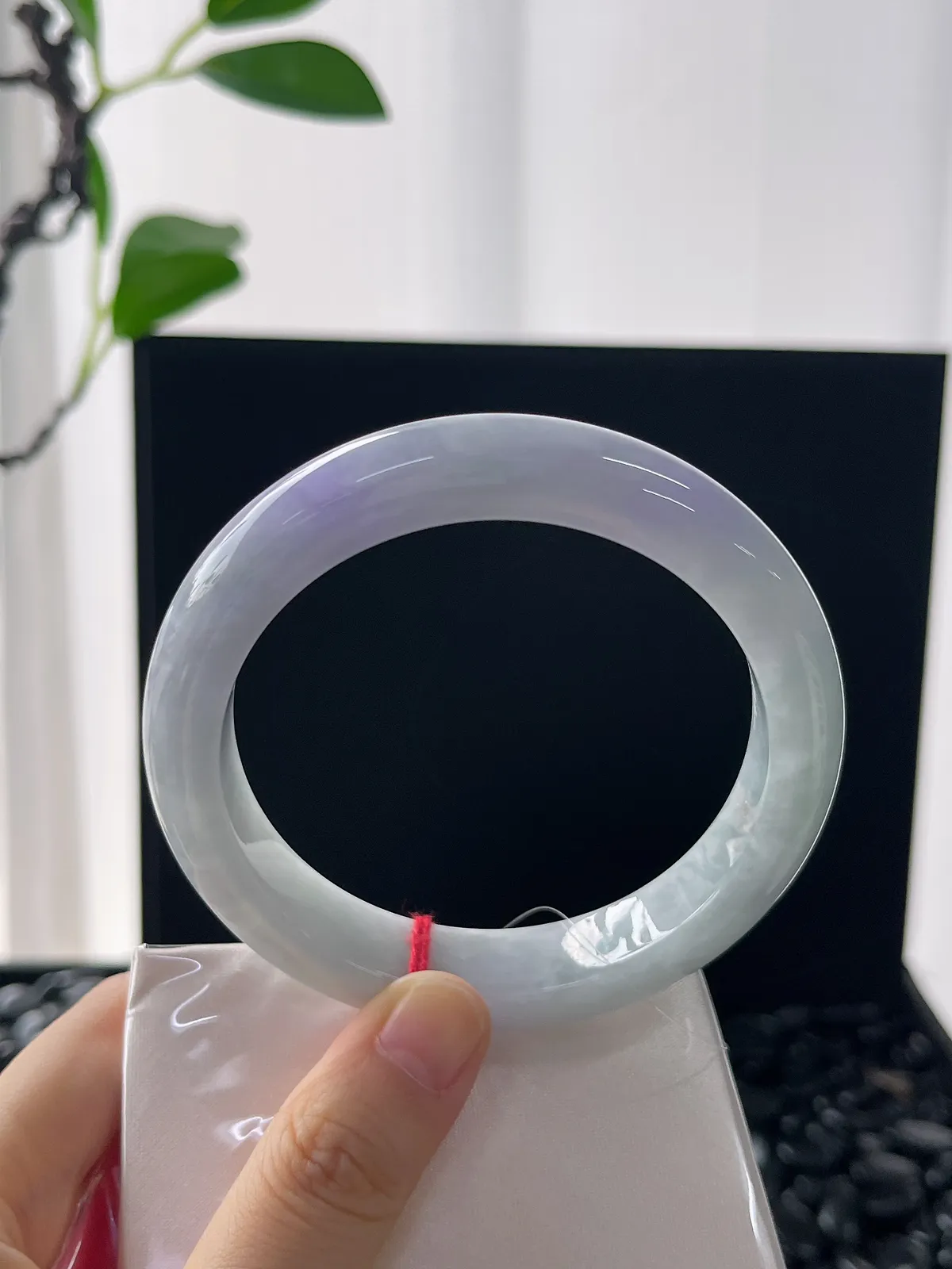 正圈60圈口，翡翠糯化种紫色手镯
