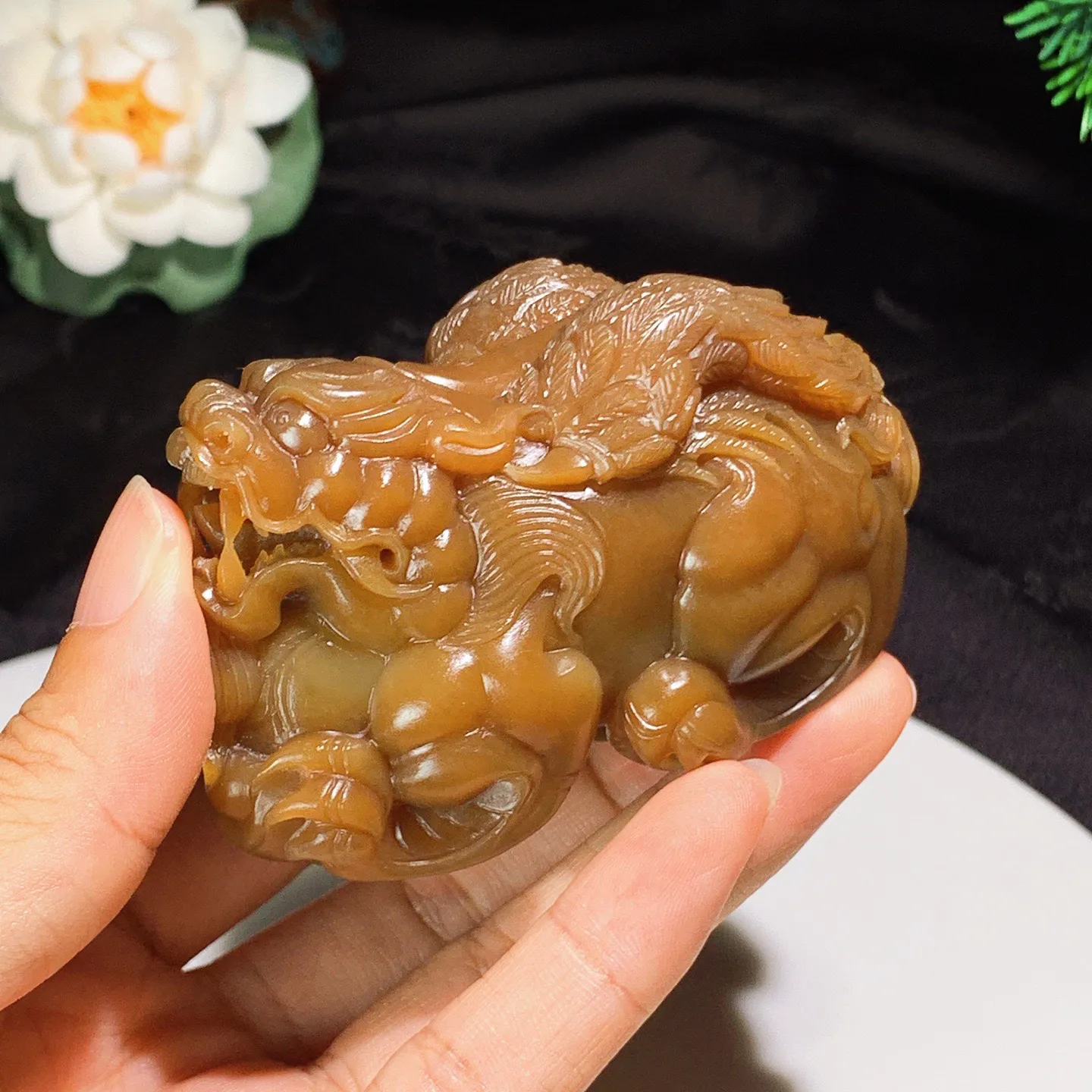 新疆且末糖老红糖招财进宝飞天貔貅把件 尺寸76/39/47重207克 玉质细腻油润 底色纯净 脂粉好，品质好！lt2507015