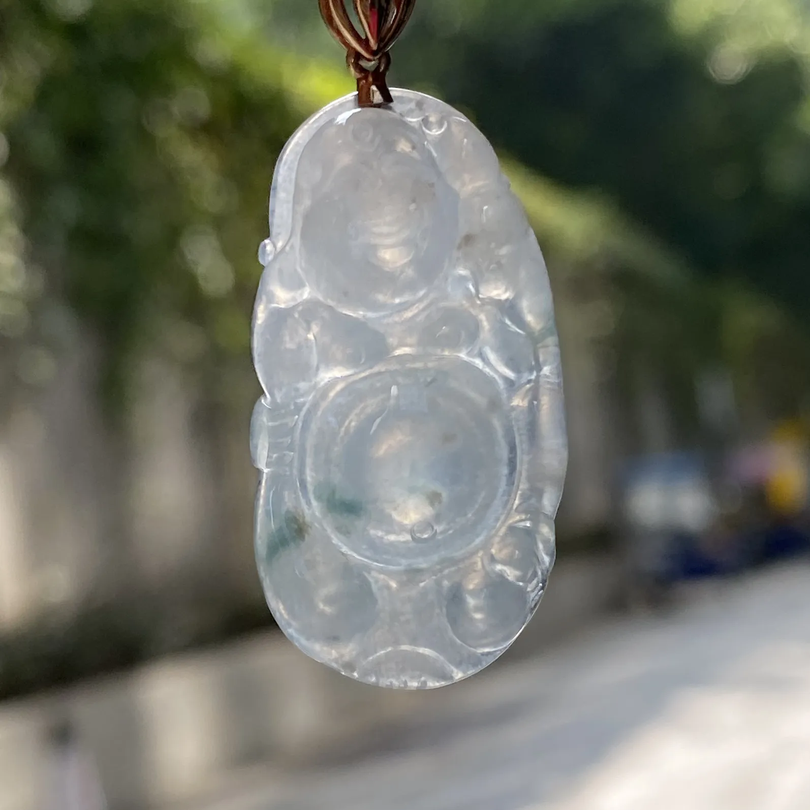 推荐【冰飘花布袋佛公】无纹裂，水润冰透，种老起光，细腻，飘花雅，品相佳，超值～～44*35.6*18.9*5.1