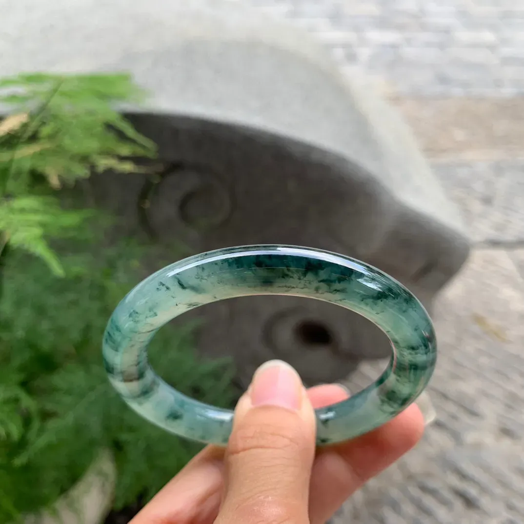 小圈口 53.1-8.9【冰种飘花圆条手镯】圆条53 54可戴