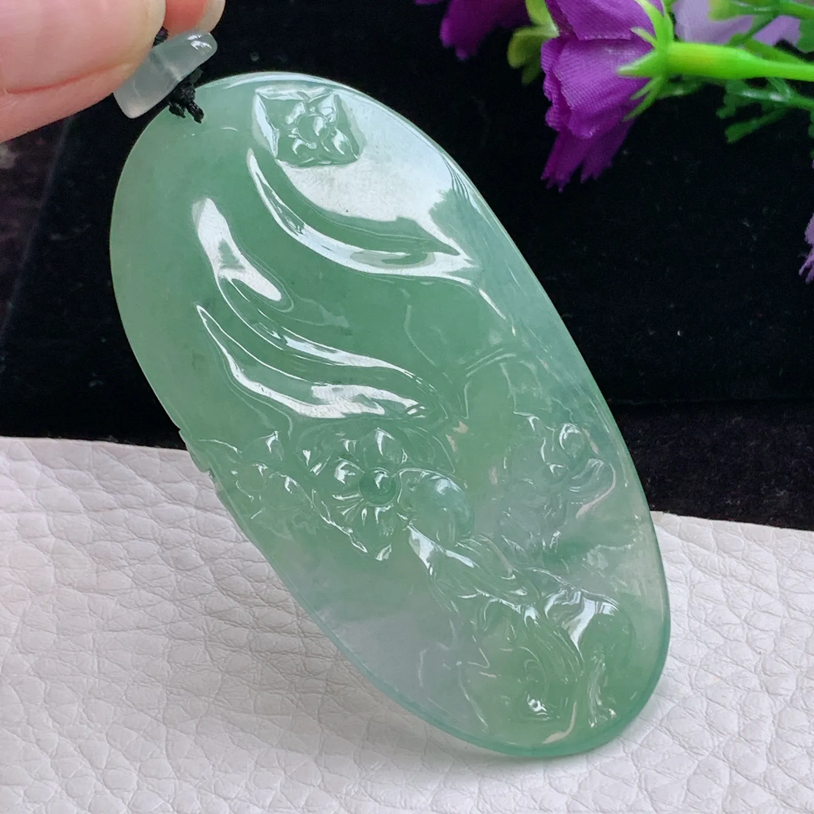 lz实拍71*35*10老坑精雕缅甸翡翠山水佛祖 普度众生玉吊坠 玉挂件