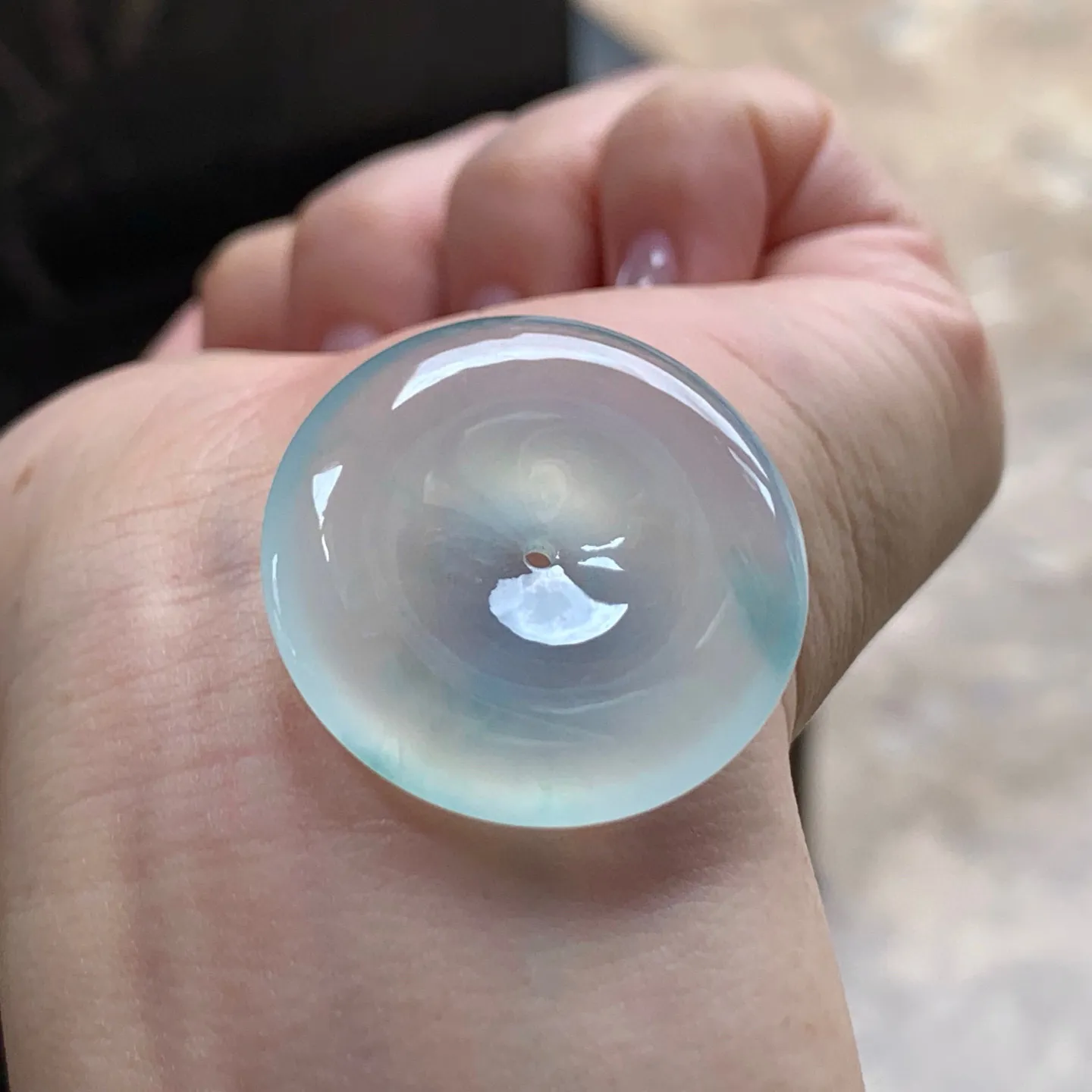 冰种飘花平安扣
冰味十足～