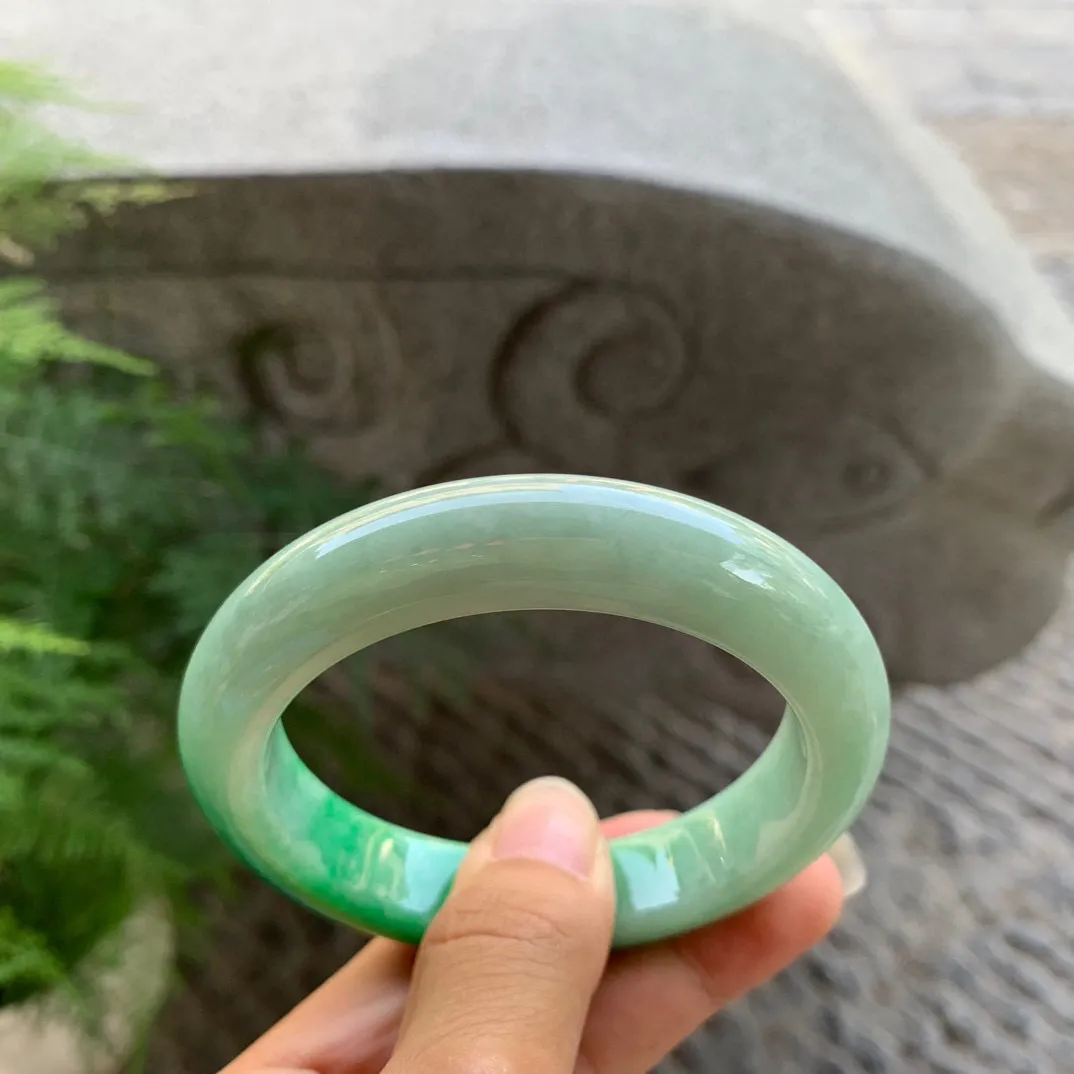 圈口 55.8-12.9-9.4【辣绿正圈手镯】正圈55 56可戴