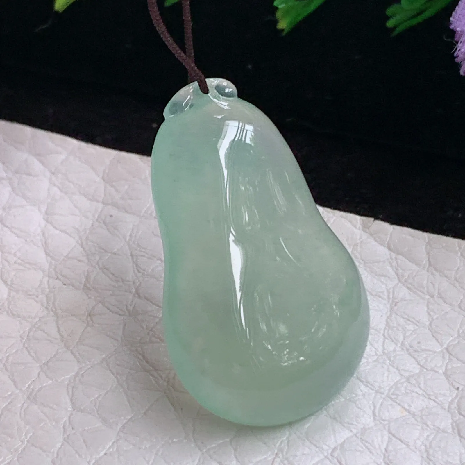 lz实拍28*18*5.5老坑精雕缅甸翡翠冰晴饱满福瓜 玉瓜玉吊坠 玉挂件