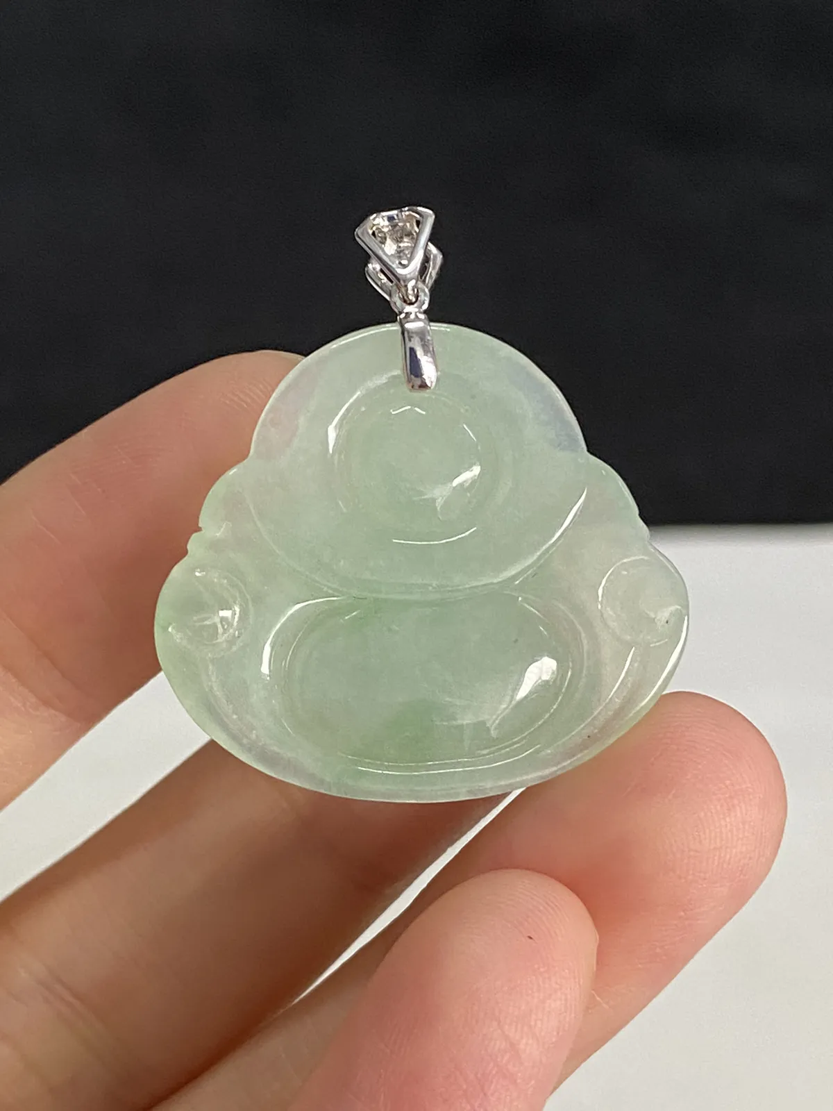 翡翠冰糯种绿色佛公吊坠
