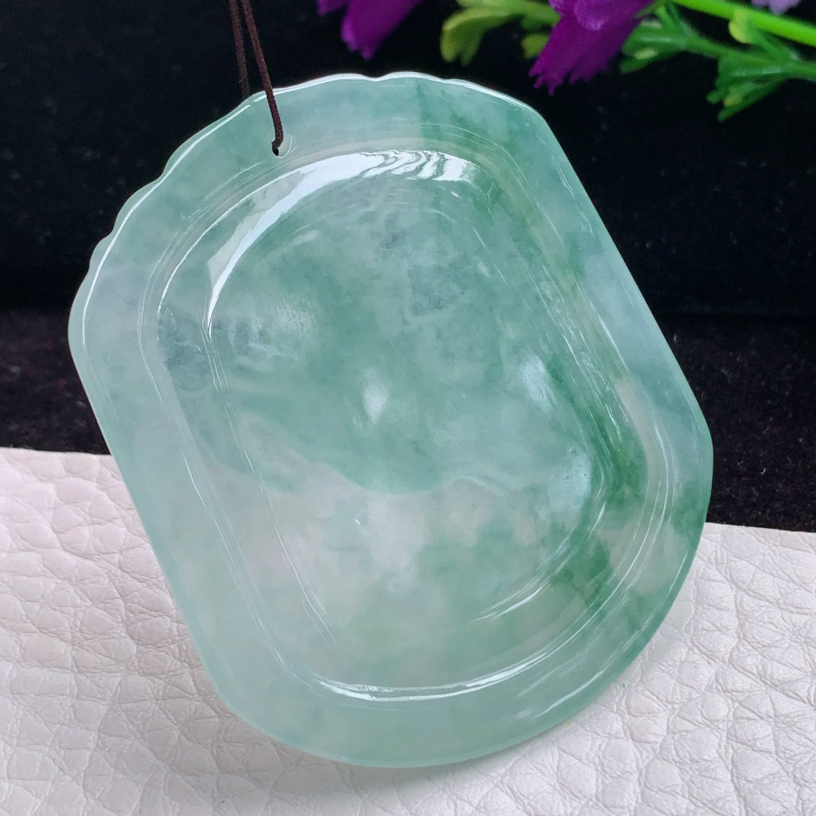 kh实拍51.7*43.4*3.4老坑精雕缅甸翡翠冰飘花马上发财 生肖马玉吊坠 玉挂件