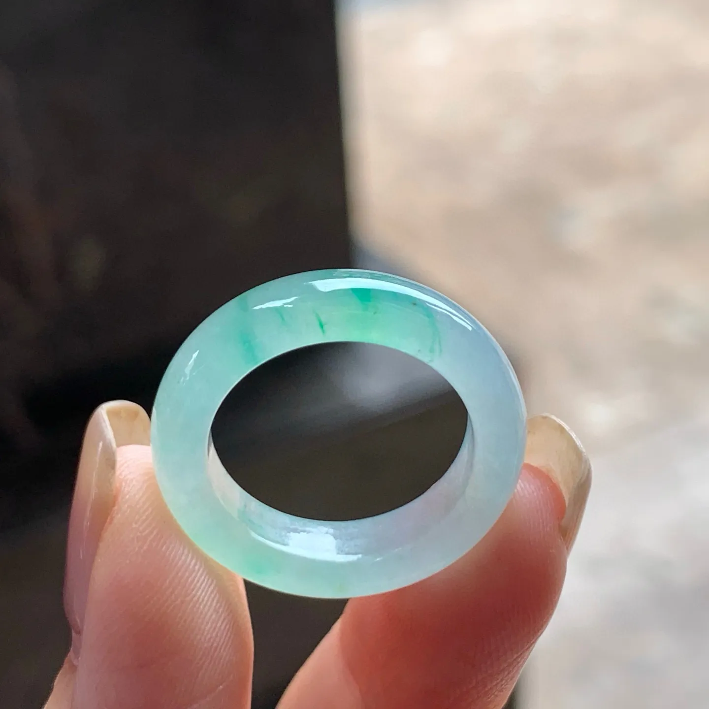 冰种带色指环
有种有色～