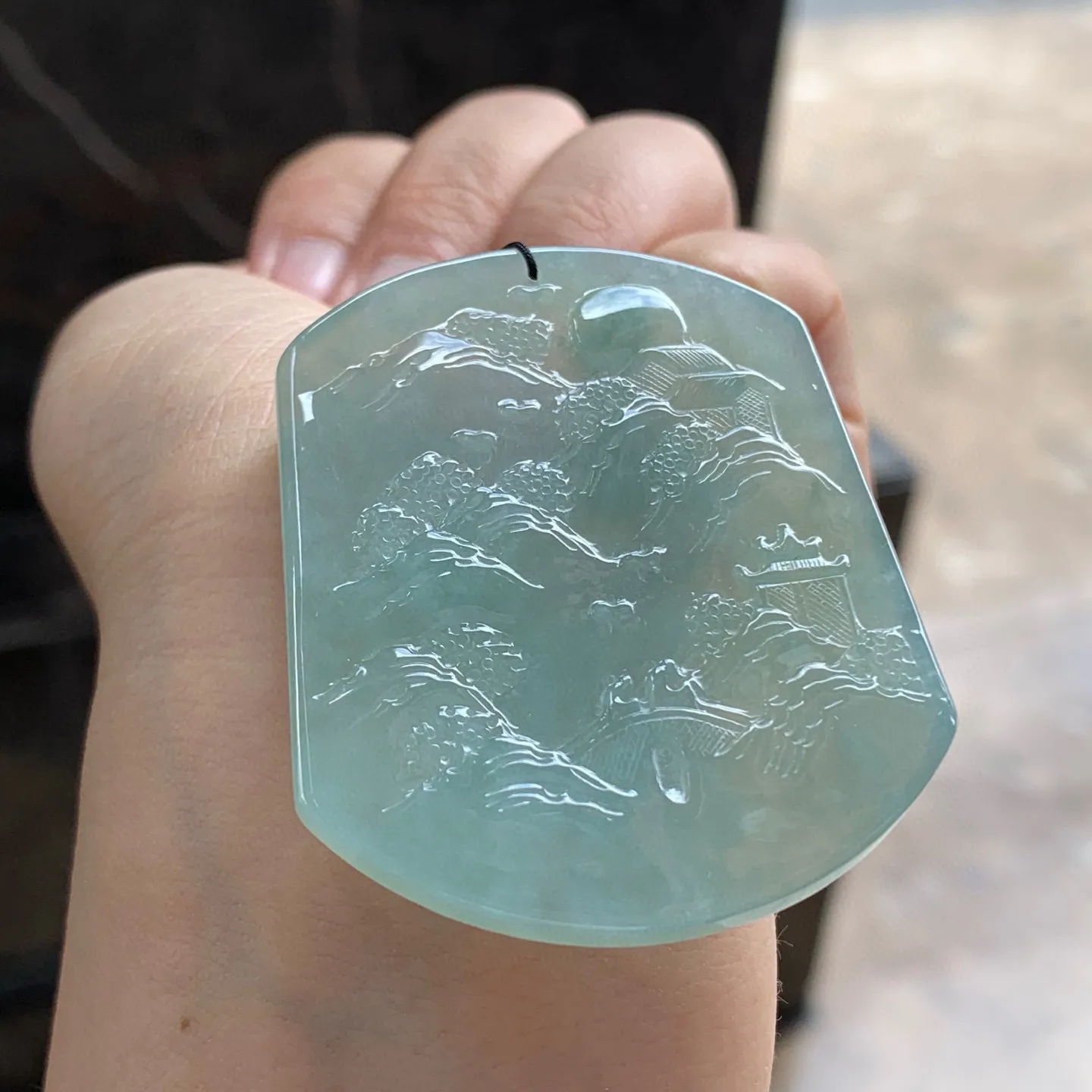 蓝水山水牌
 底色漂亮～