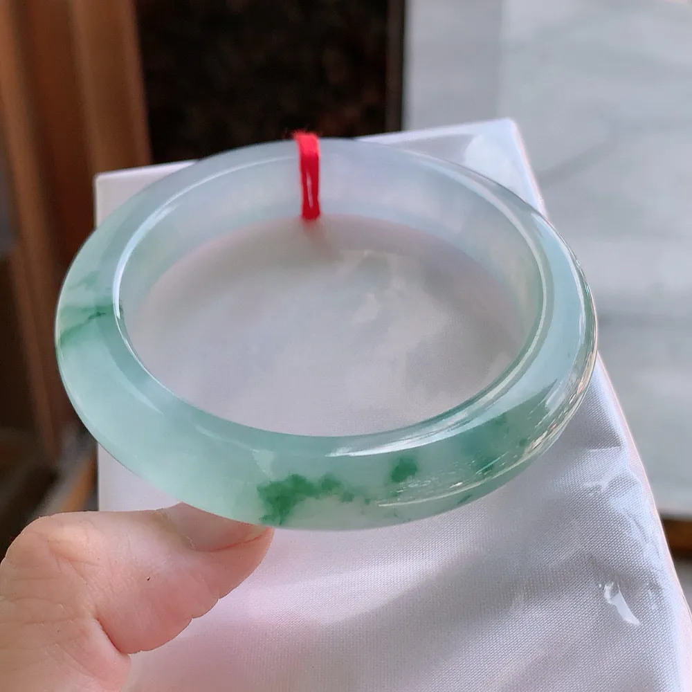 正圈冰玻飘花 无瑕 尺寸:57.6/11.6/9.7 花美 种水好️️