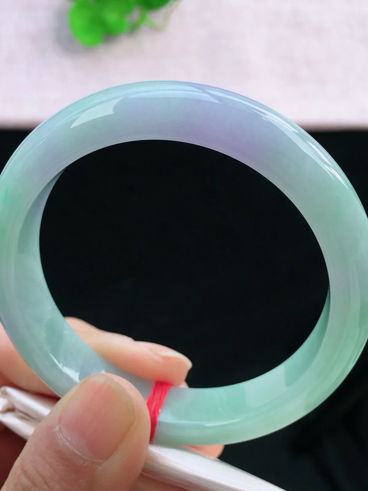 正圈55-56可戴，种老水足，尺寸56/12/7.5mm，紫罗兰正圈翡翠手镯