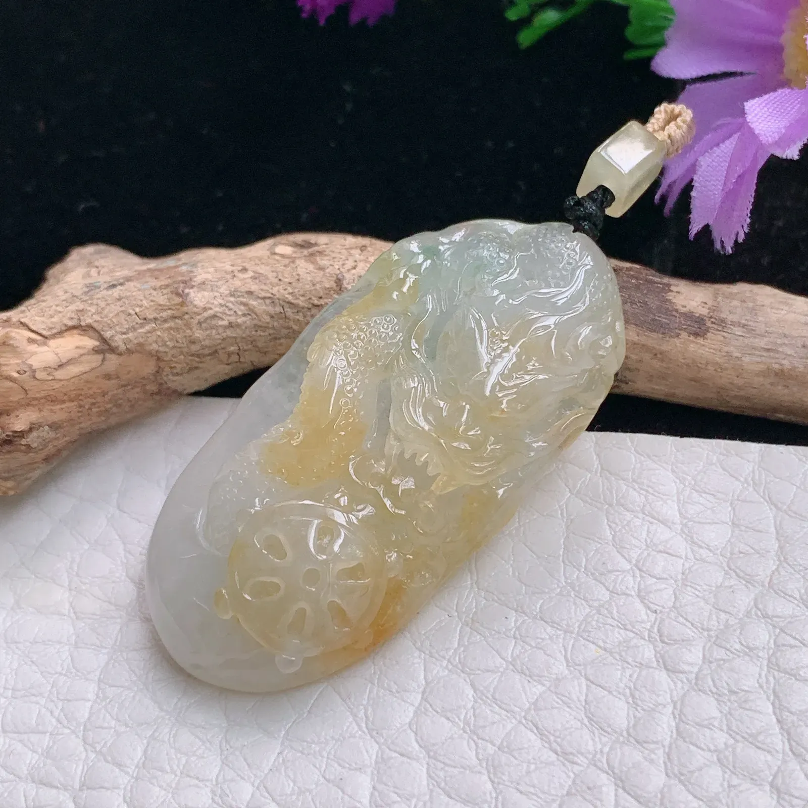 ktj实拍43*20.8*8老坑精雕缅甸翡翠冰黄霸气小龙牌 龙行天下吊坠 玉挂件