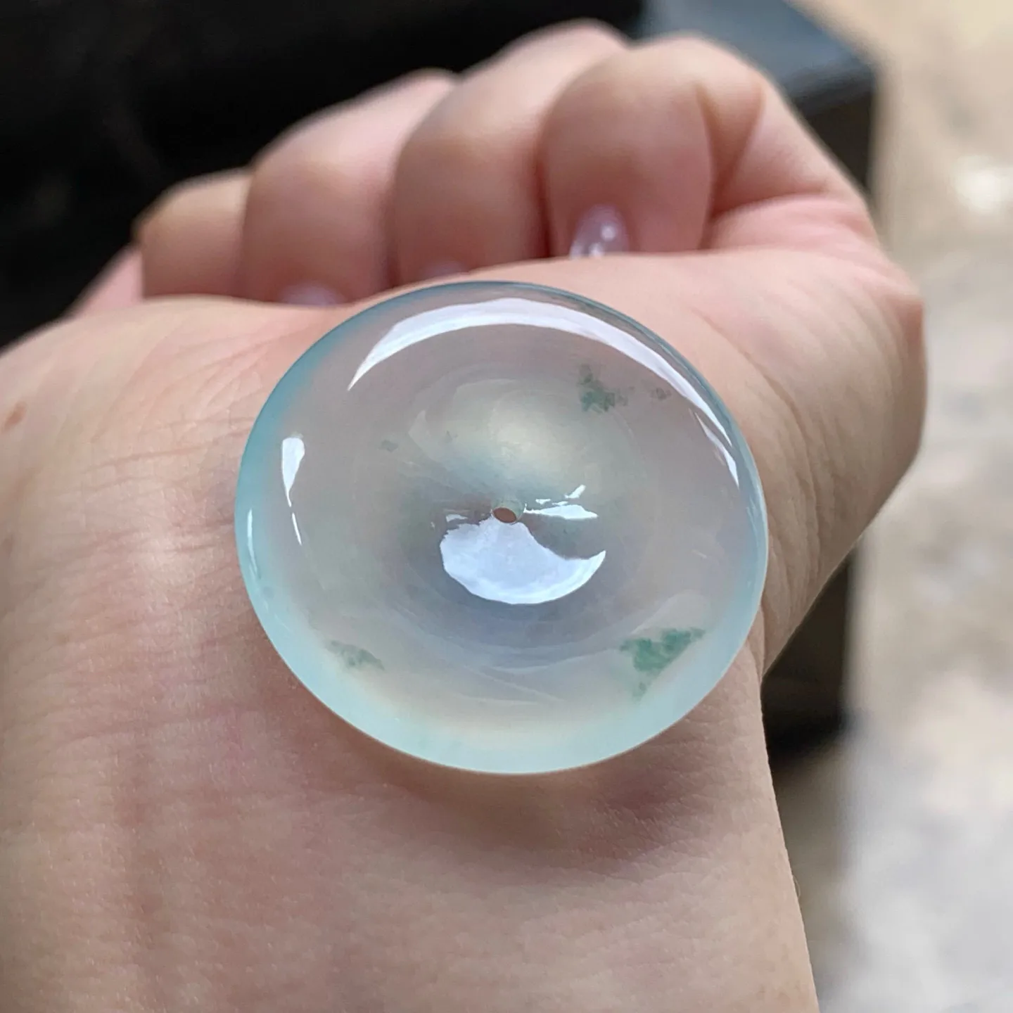 冰种飘花平安扣
冰味十足～
