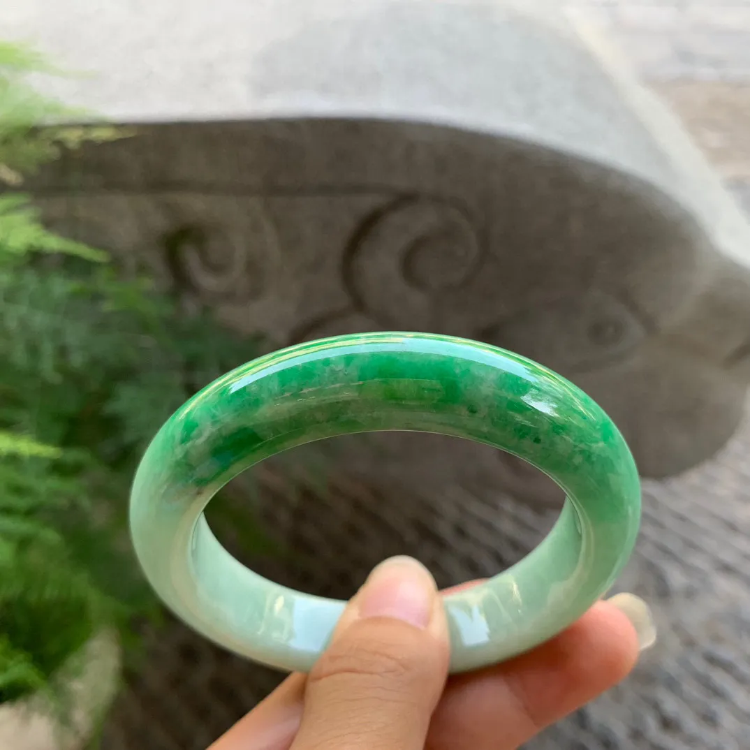 圈口 55.8-12.9-9.4【辣绿正圈手镯】正圈55 56可戴