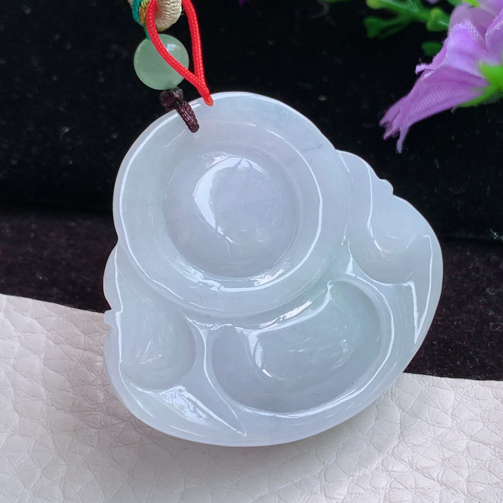 zen实拍45*48*12.6老坑精雕缅甸翡翠淡雅饱满佛公 弥勒佛玉吊坠 玉挂件