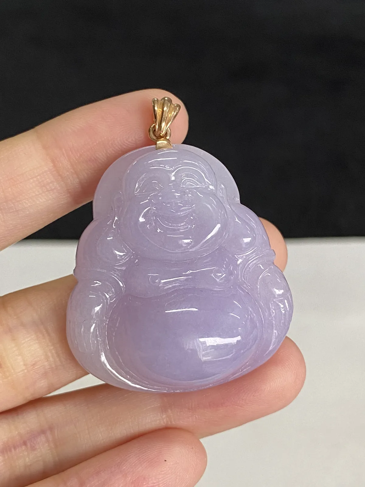 翡翠糯化种淡紫色吊坠