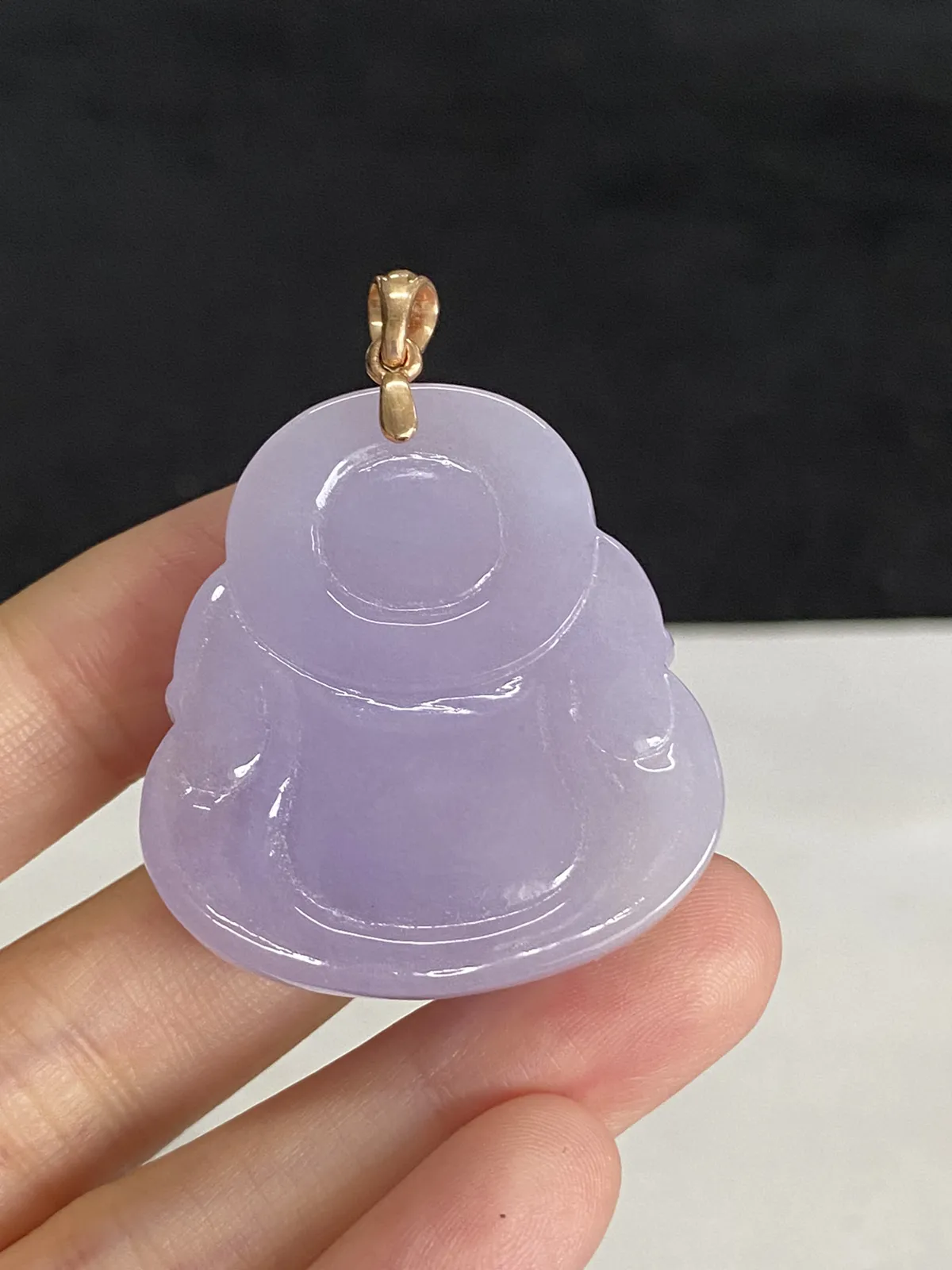 翡翠糯化种淡紫色吊坠