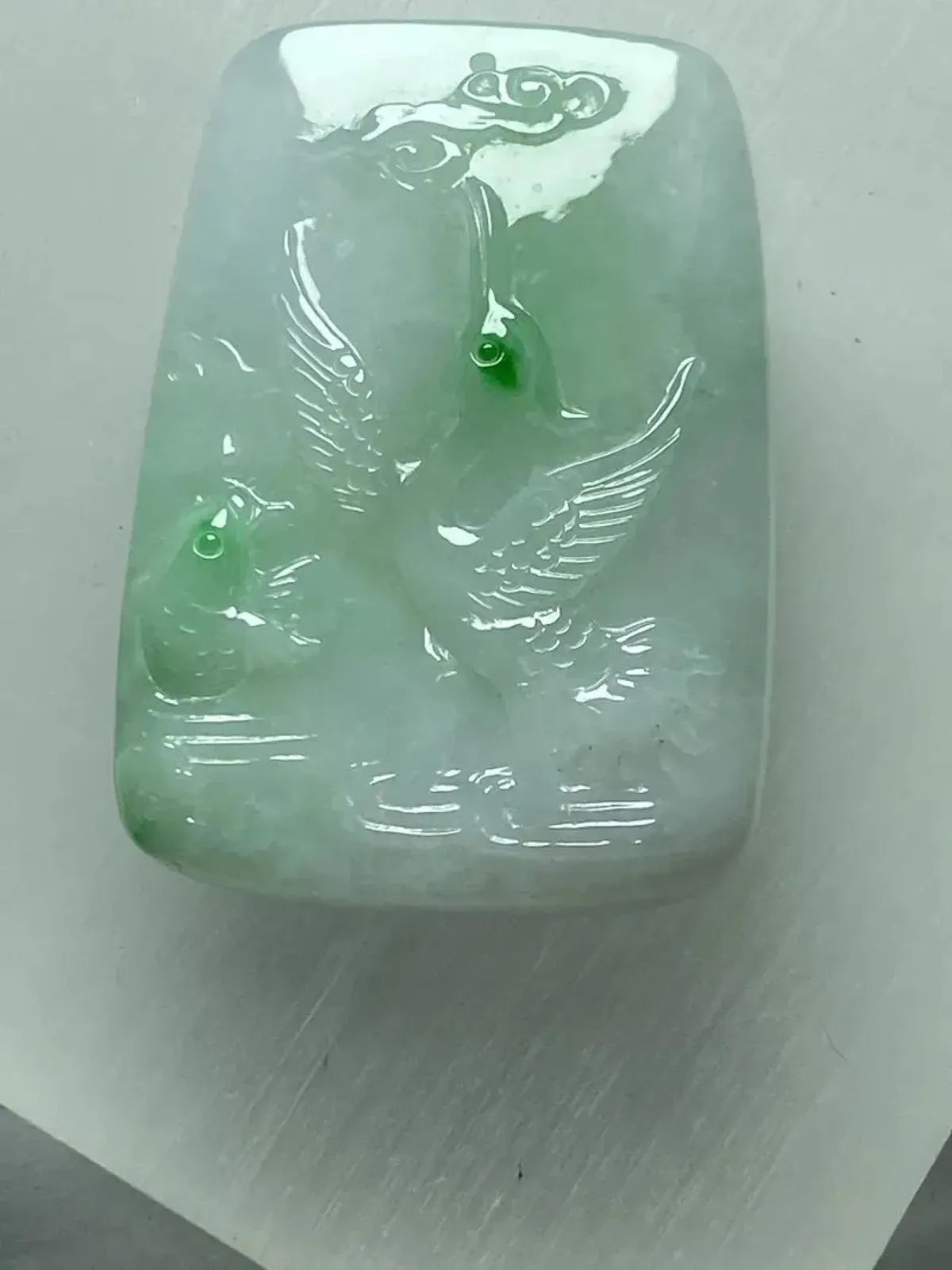 缅甸翡翠A货，吉祥飞鹤，福在眼前，平平安安，年年有余，上身效果美