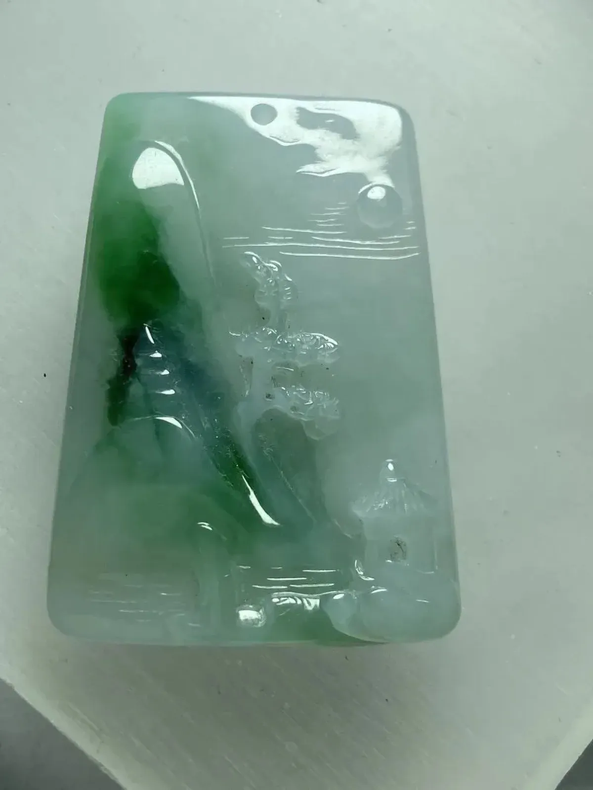 缅甸翡翠A货，山山水水，顺风顺水，财源茂盛，平安是福，上身效果美