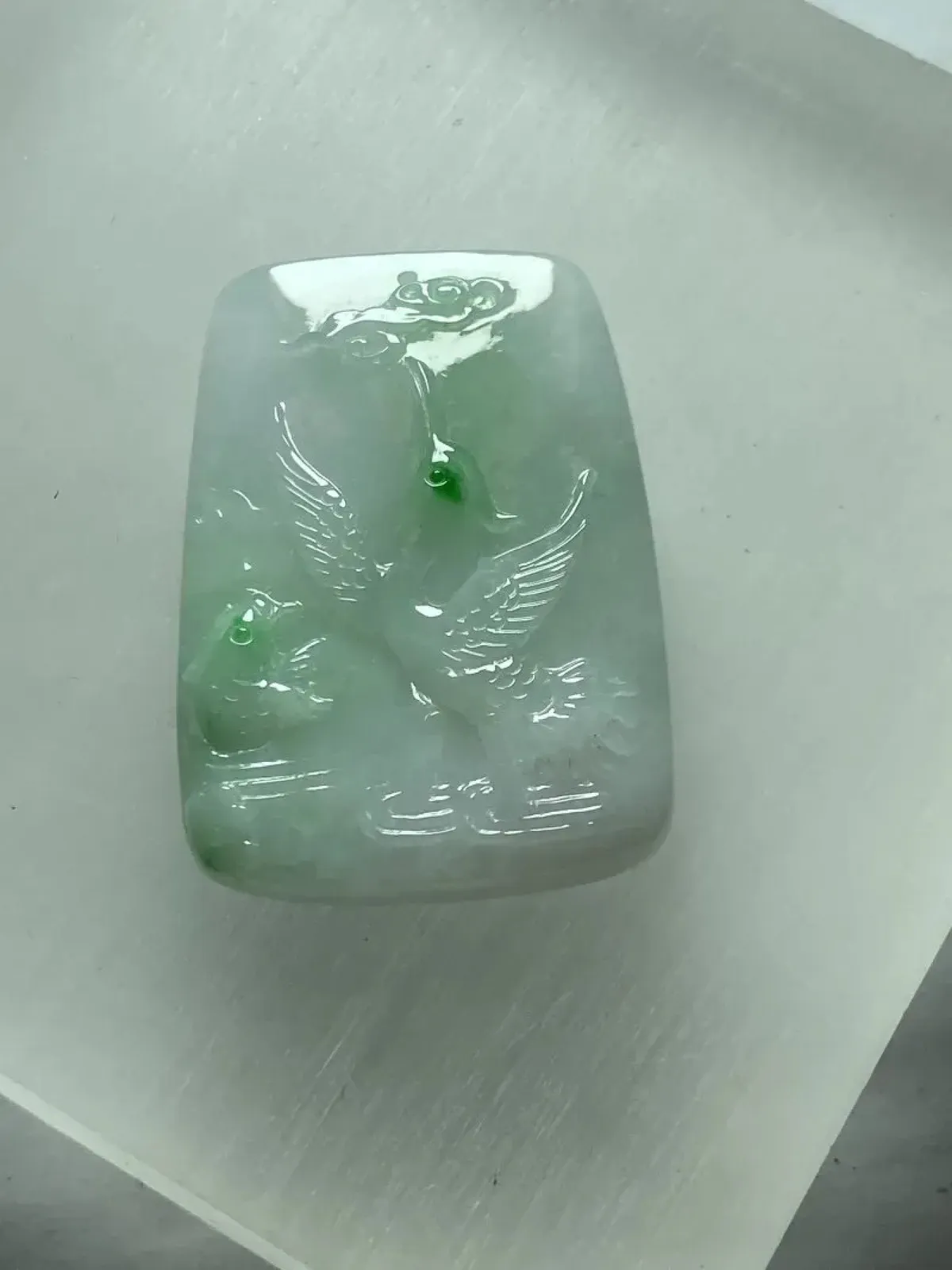 缅甸翡翠A货，吉祥飞鹤，福在眼前，平平安安，年年有余，上身效果美