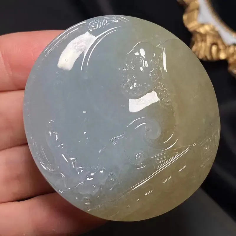缅甸翡翠A贷，罗汉达摩，一生平安，幸福长久，平平安安，上身效果大气