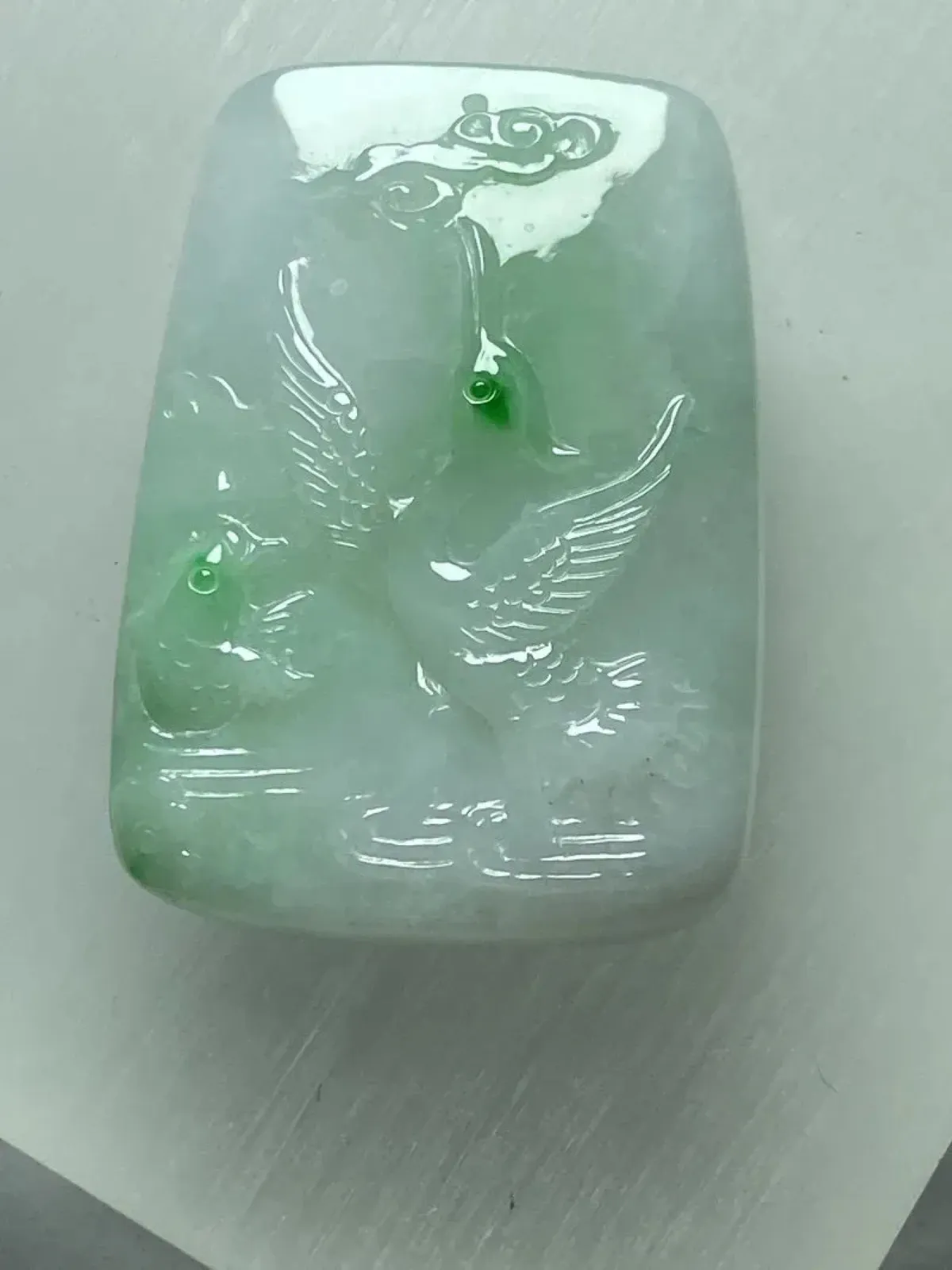 缅甸翡翠A货，吉祥飞鹤，福在眼前，平平安安，年年有余，上身效果美