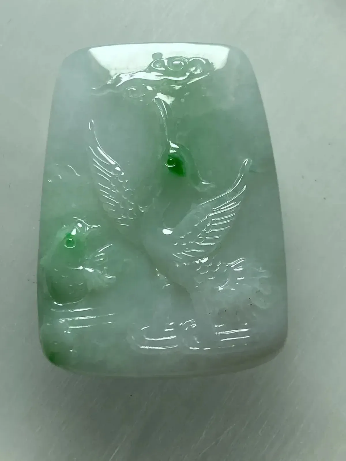 缅甸翡翠A货，吉祥飞鹤，福在眼前，平平安安，年年有余，上身效果美