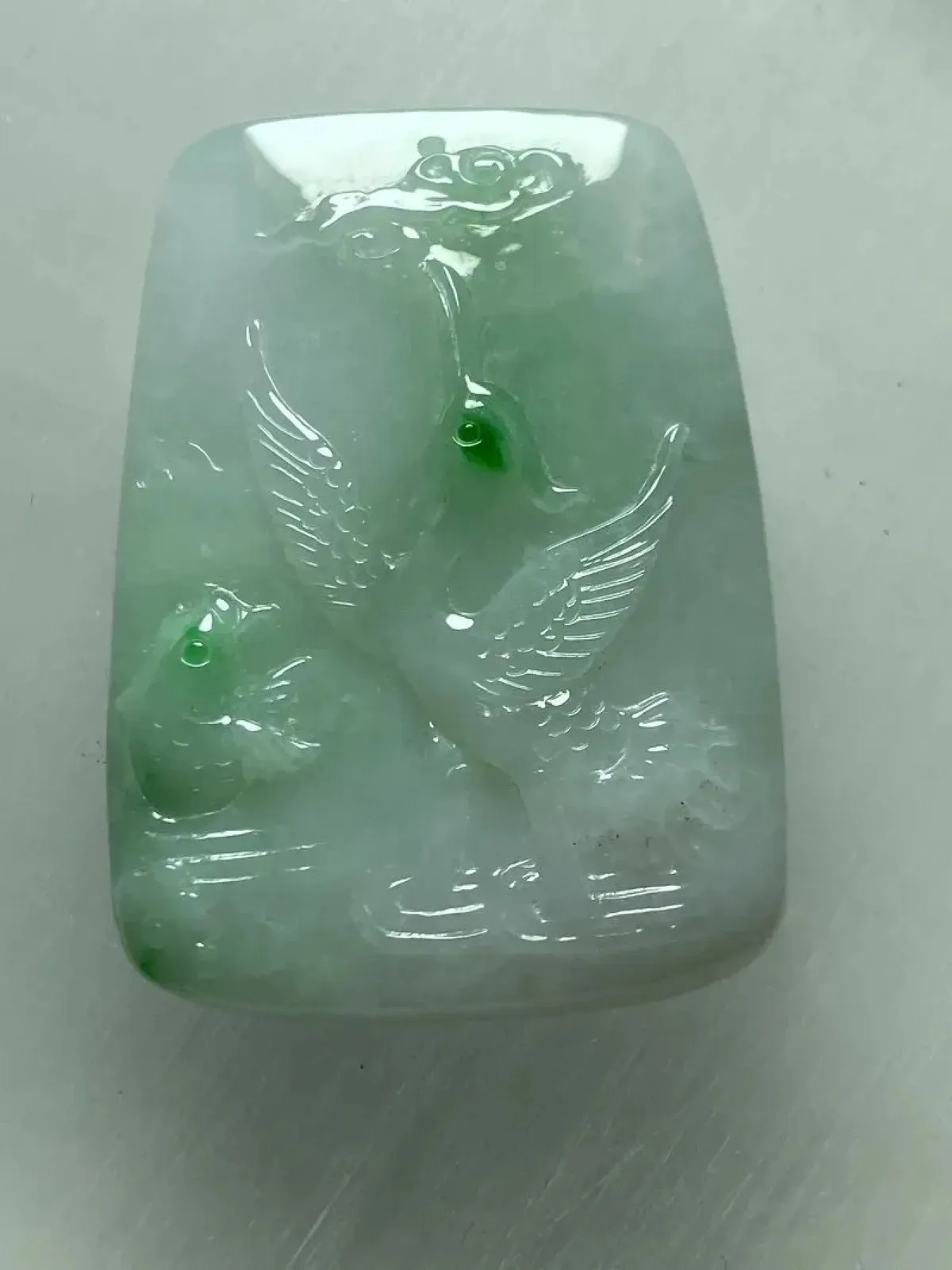 缅甸翡翠A货，吉祥飞鹤，福在眼前，平平安安，年年有余，上身效果美