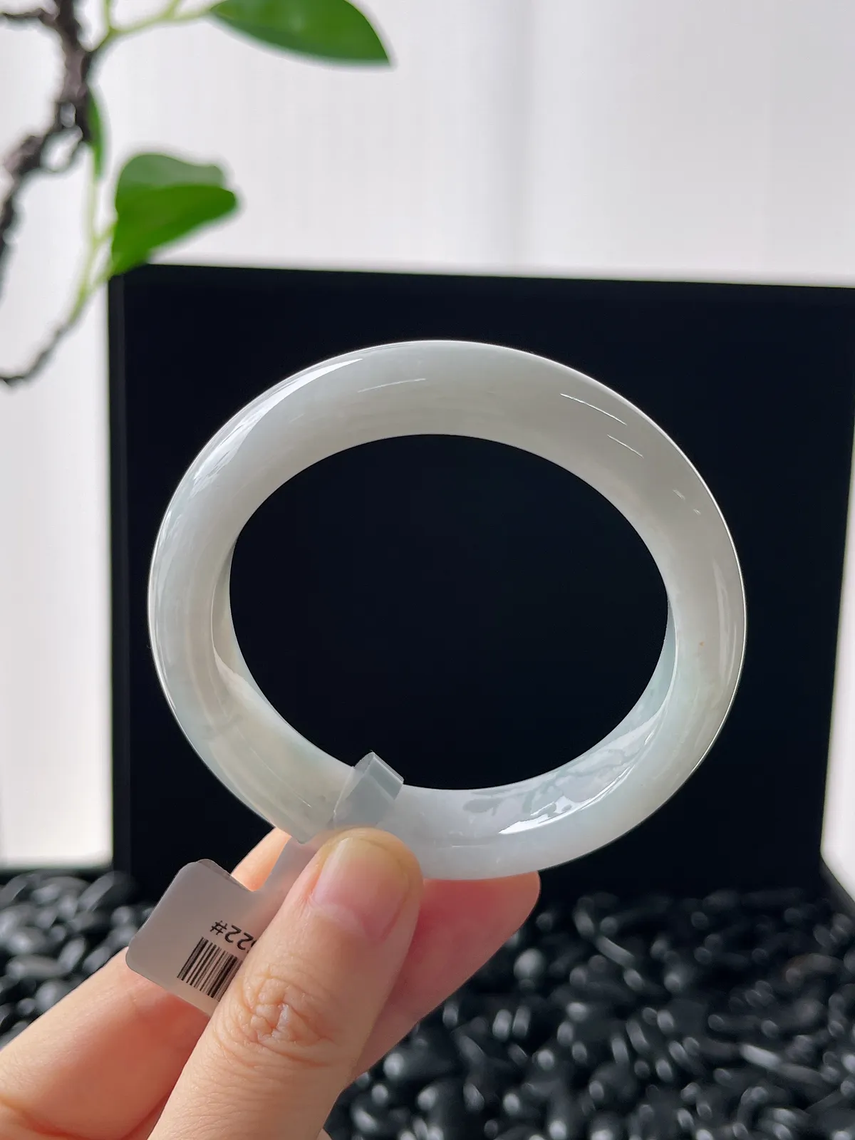 正圈53圈口，翡翠糯化种白色手镯