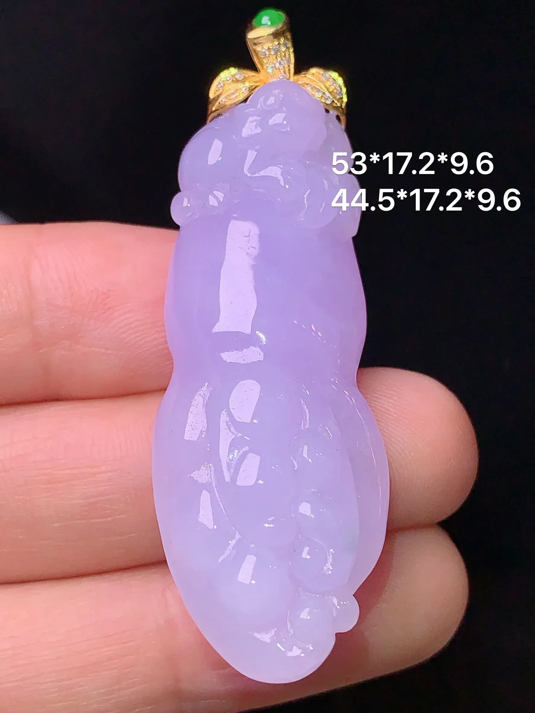 18k金钻镶嵌紫罗兰佛手瓜吊坠 玉质细腻 水润亮眼 色泽艳丽 整体尺寸53*17.2*9.6