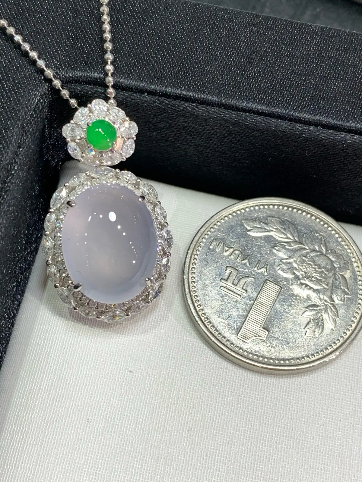 冰紫蛋面吊坠，冰冰透，珠宝感十足～